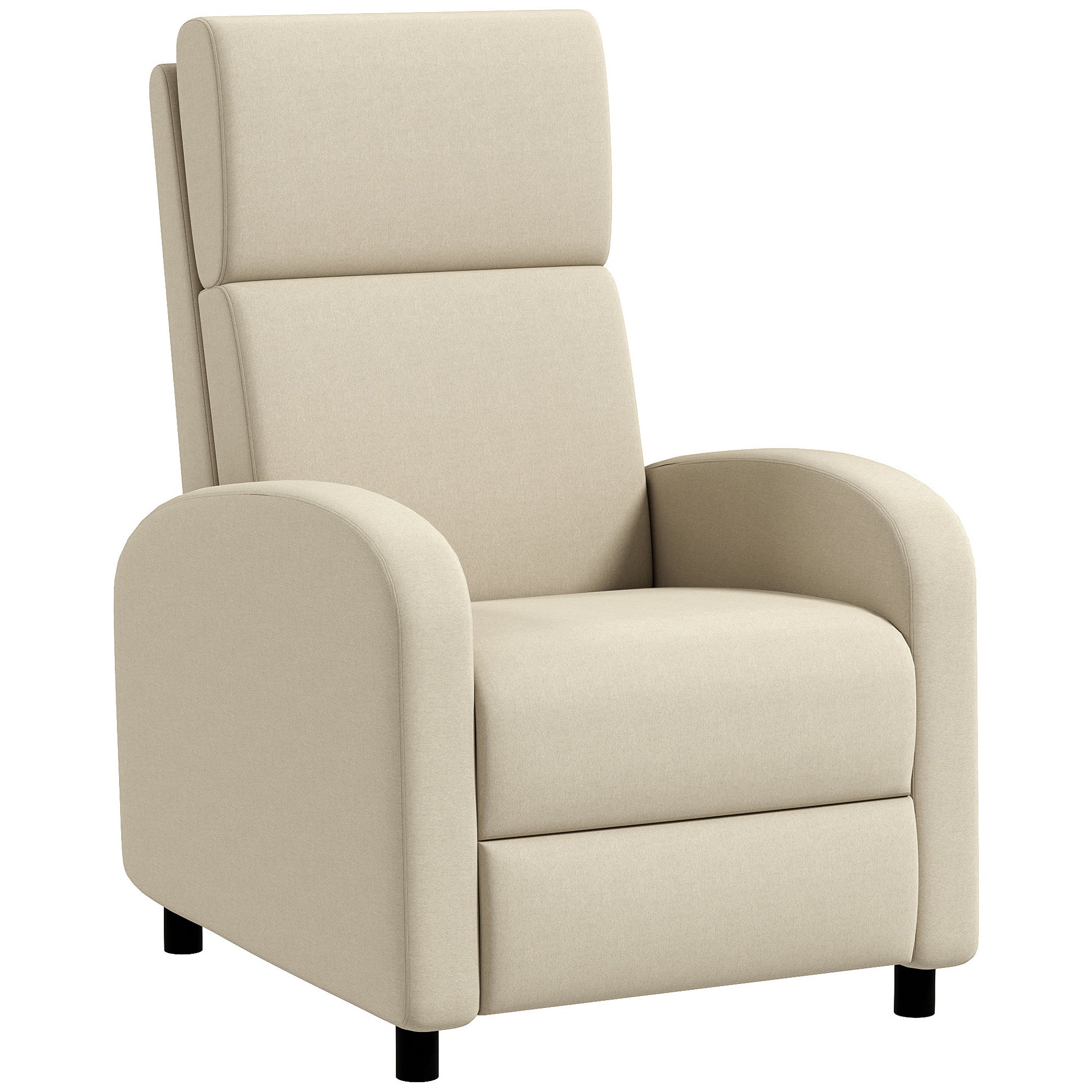 HOMCOM Relaxsessel Fernsehsessel, ausklappbare Fußstütze, neigbar bis zu 160°, 64 x 86 x 102 cm, Creme