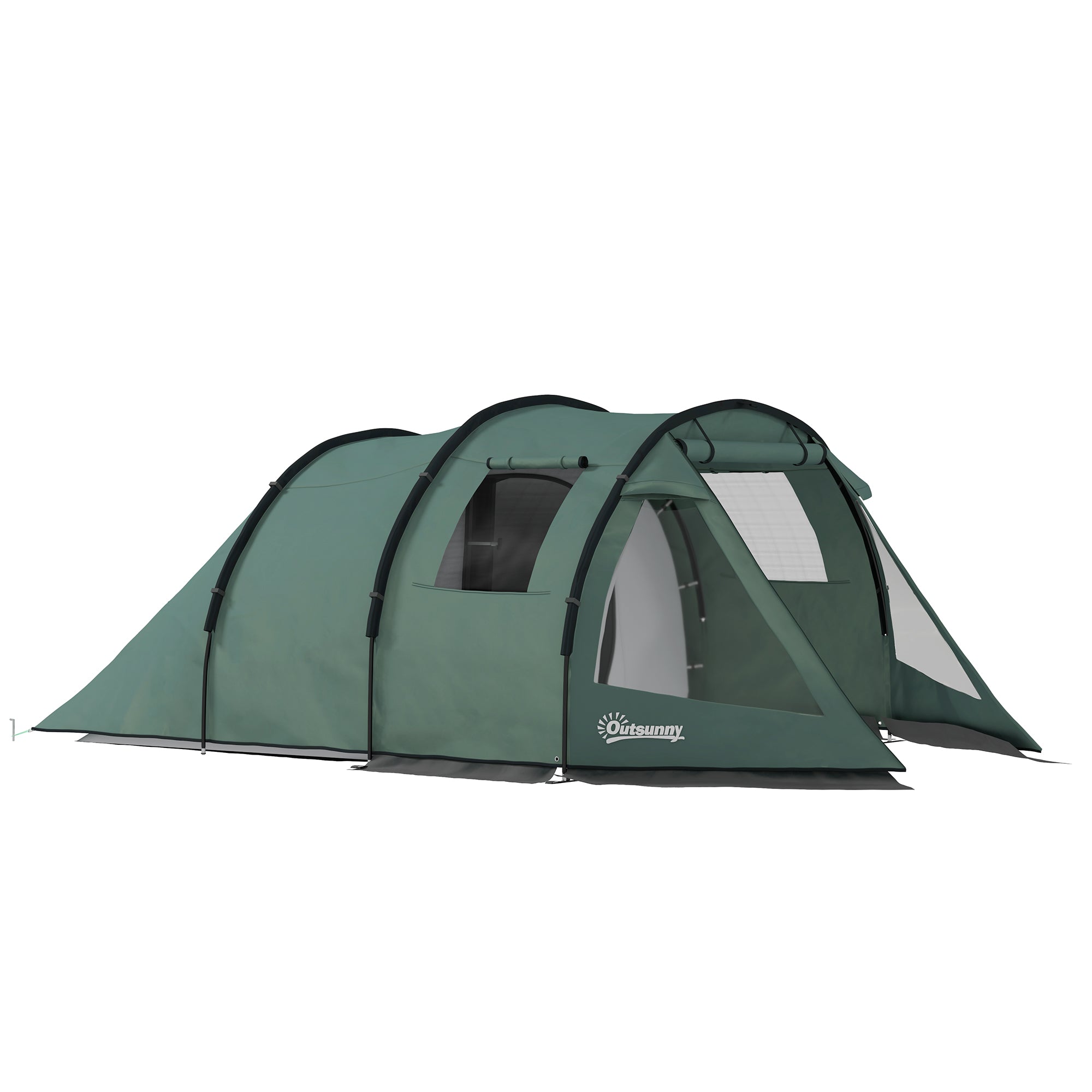 Outsunny Campingzelt für 3-4 Personen, zwei Innenräume, Netzfenster, grün, 4,75 x 2,64 x 1,72 m