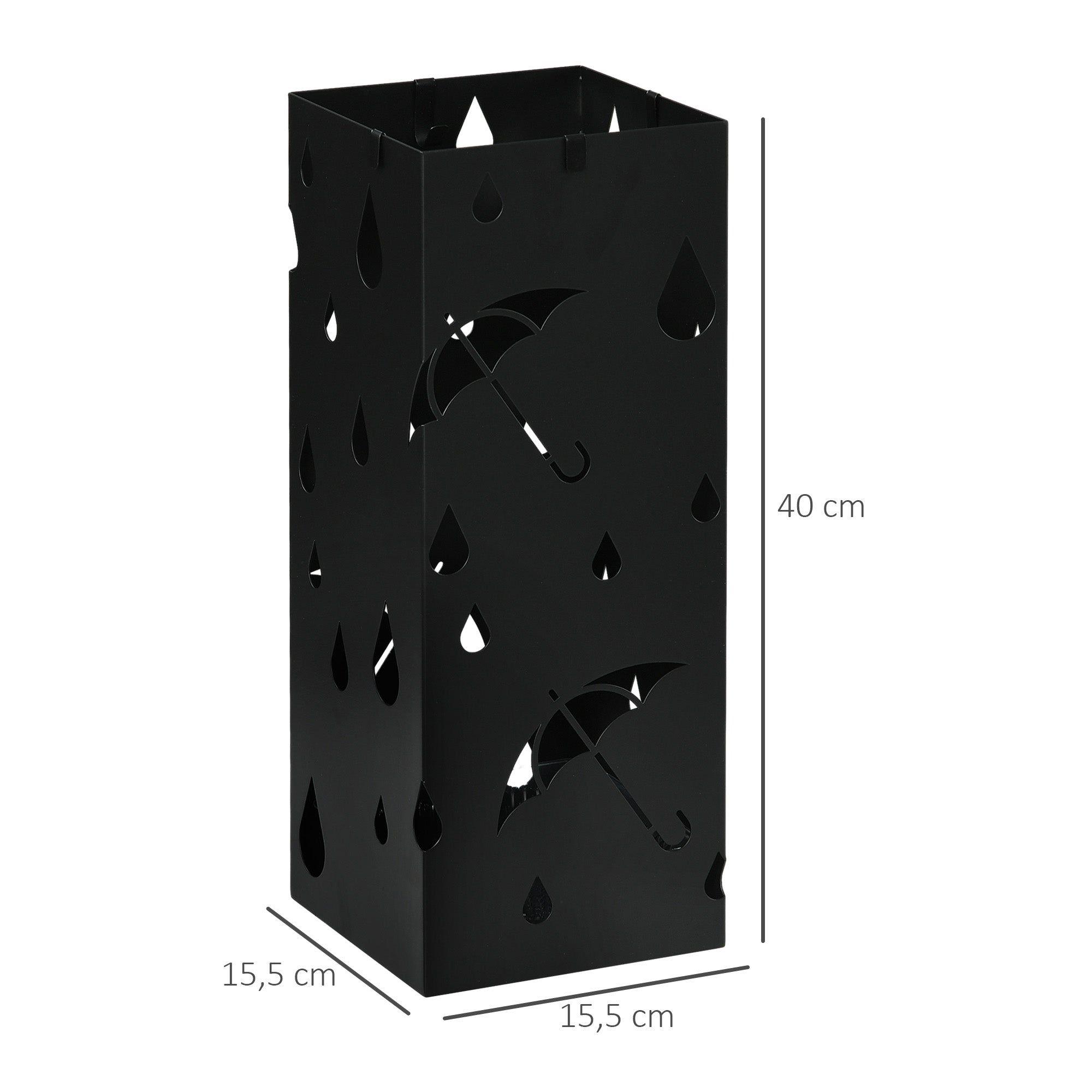 HOMCOM Schirmständer, 4 Haken, Tropfschale, Stahl, Schwarz
