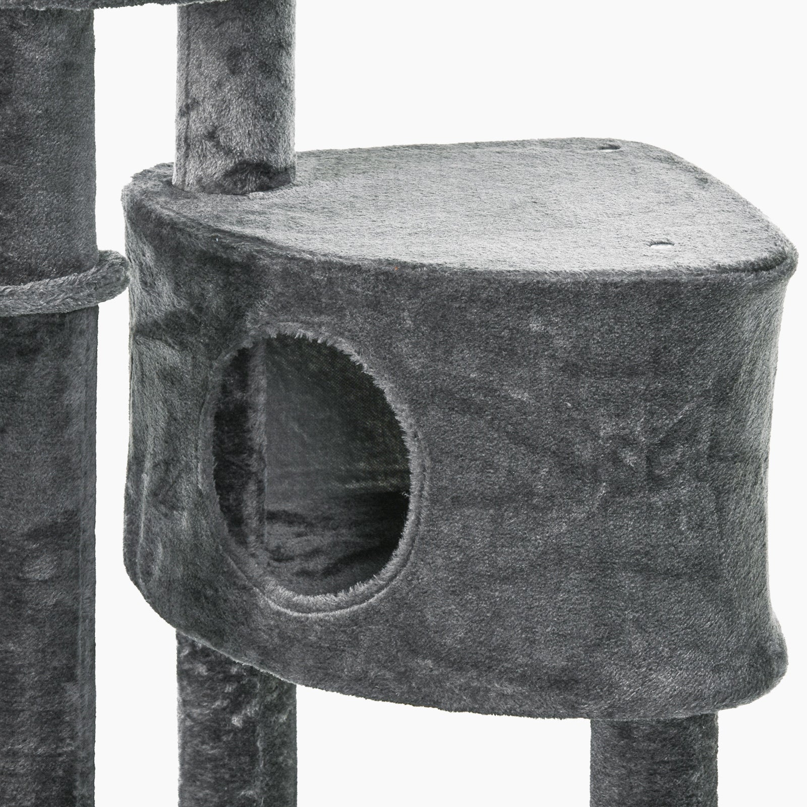 PawHut Kratzbaum deckenhoch Höhe 220-265 cm Katzenbaum mit Spielbälle, Katzenhöhle, Hängematte, Sisalstämme, Plattformen mehrstöckiger  Katzenkratzbaum Kletterbaum für mittelgroße Katzen, Dunkelgrau