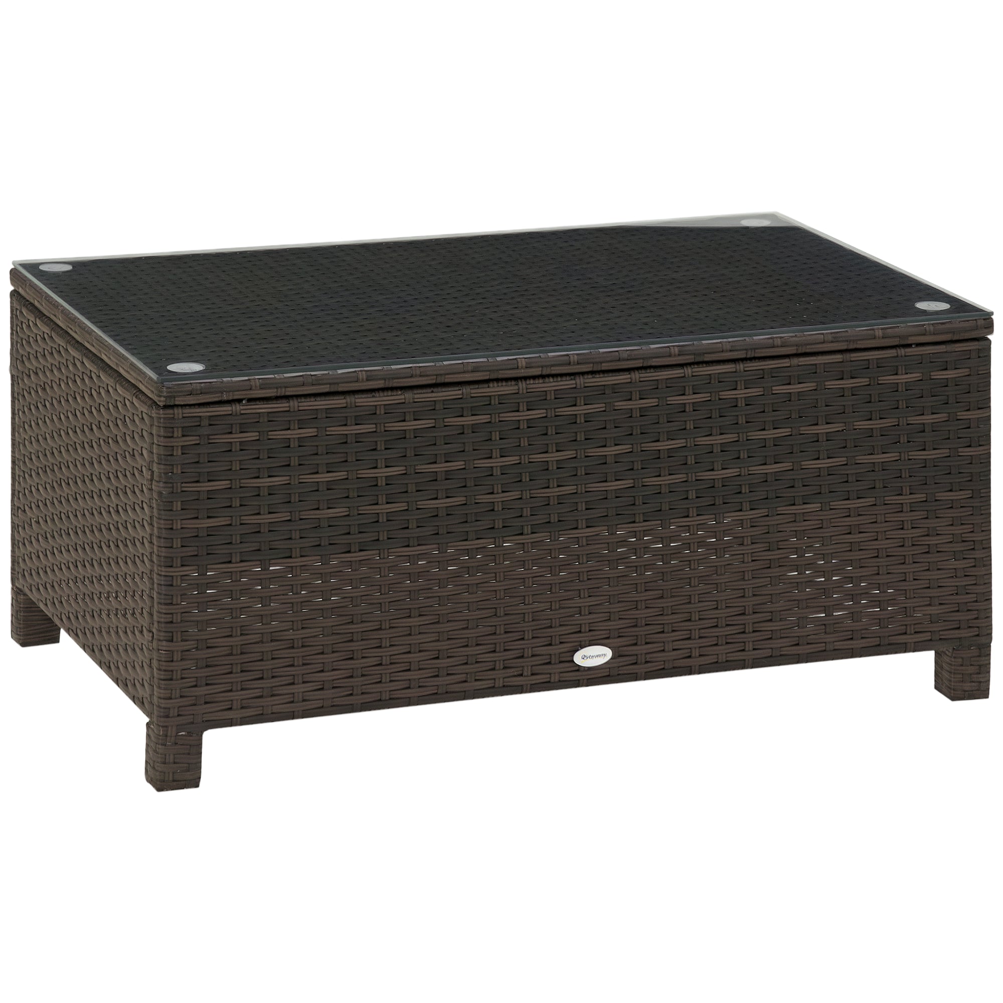 Outsunny Garten Beistelltisch Couchtisch Gartentisch Balkontisch Polyrattan Braun 85 x 50 x 39 cm