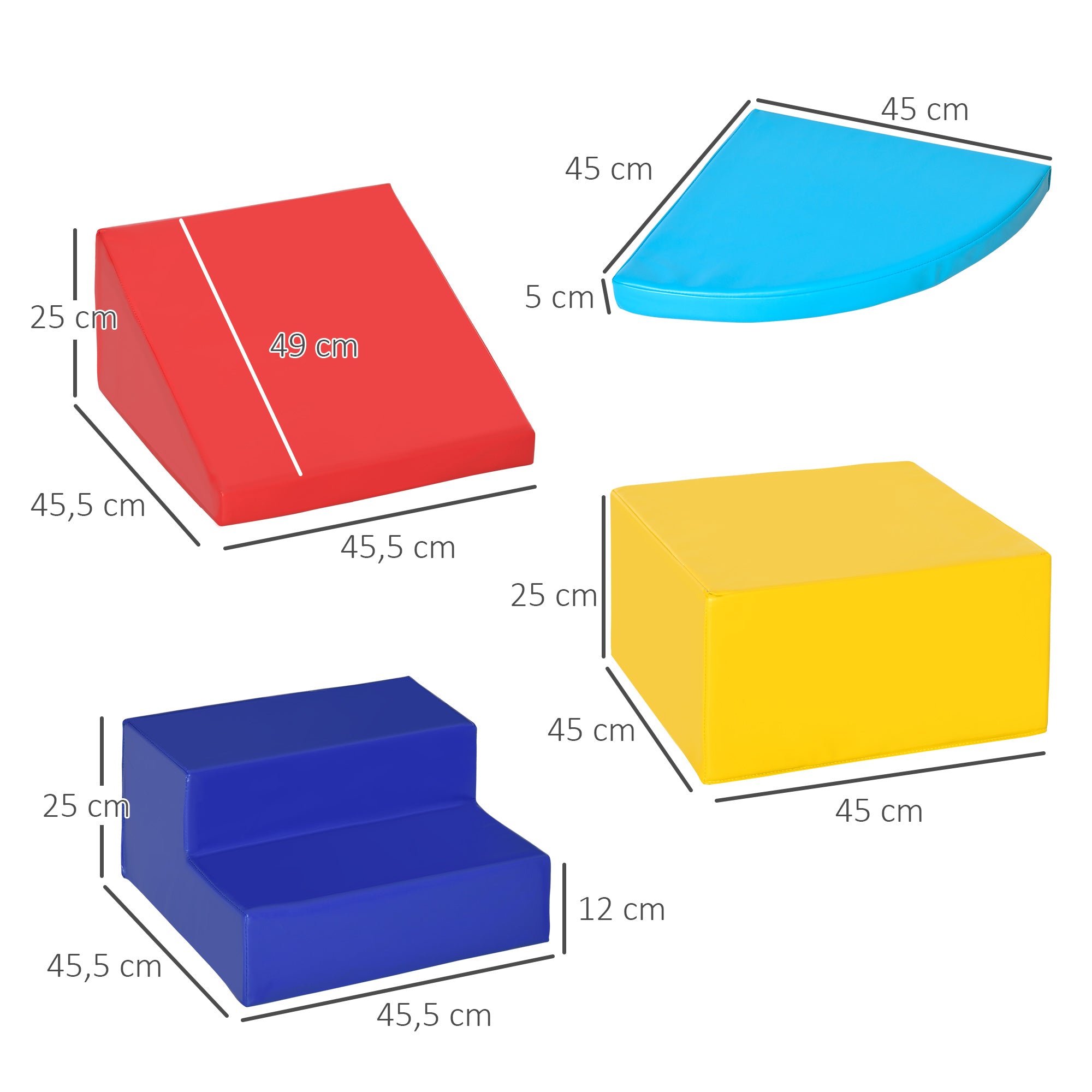 HOMCOM 4 TLG. Schaumstoff Bausteine Kinder Softbausteine klettern Bauklötze Weiche Riesenbausteine Bauspielzeug Grossbausteine Schaumstoffblöcke Spielbausteine für Baby & Kleinkinder Mehrfarbig