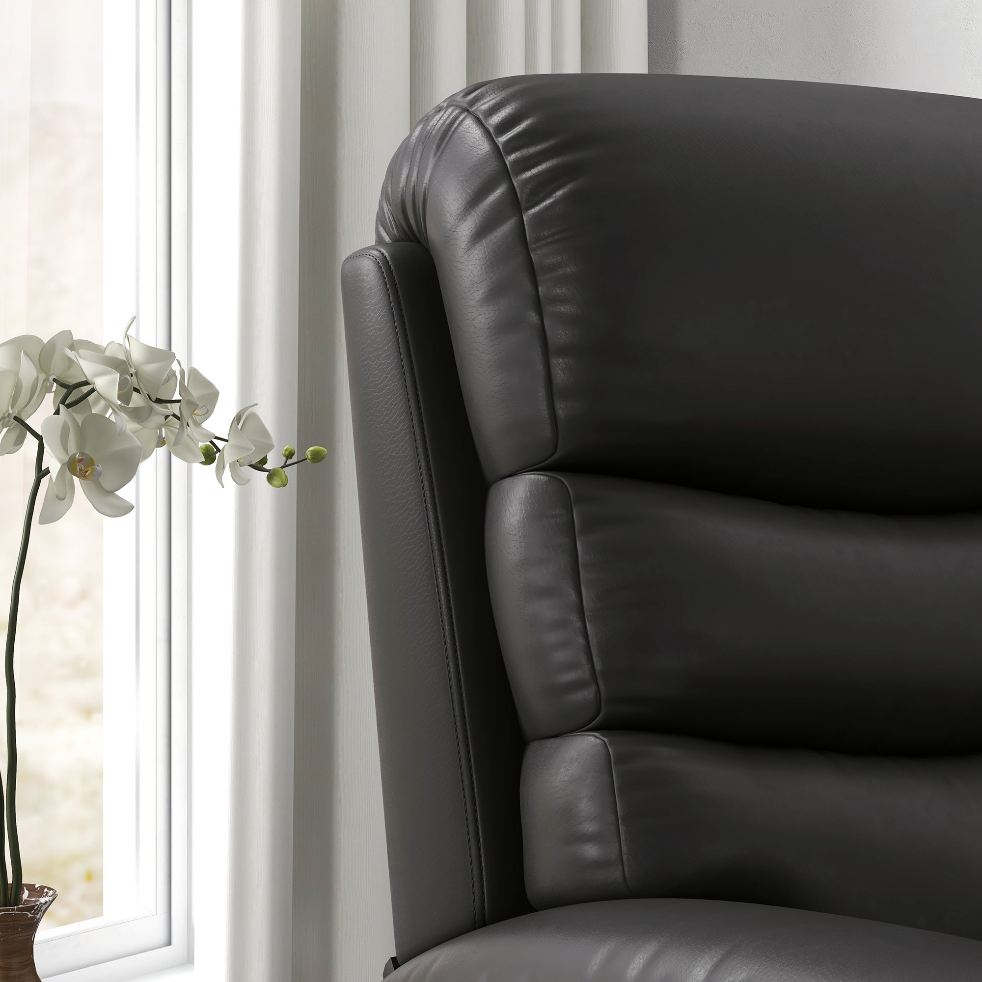 HOMCOM Relaxsessel Liegesessel, Liegefunktion, inkl. Fußstütze, 78 cm x 90 cm x 105 cm, Schwarz