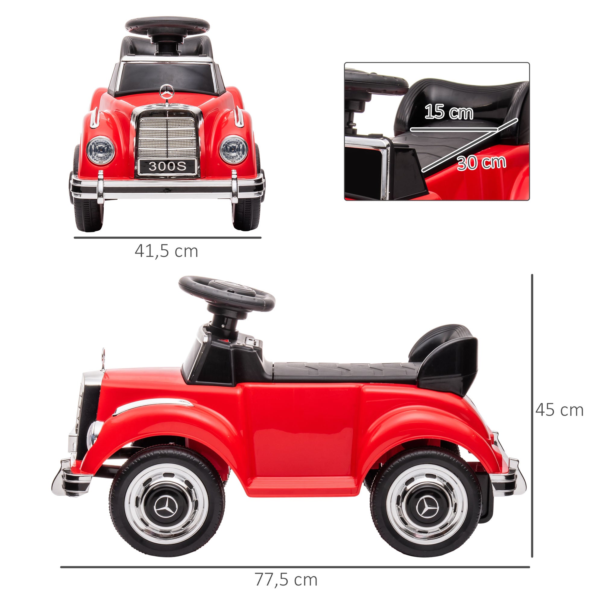 AIYAPLAY Rutscher Kinderauto Mercedes Benz Design 300 S Design, Rot