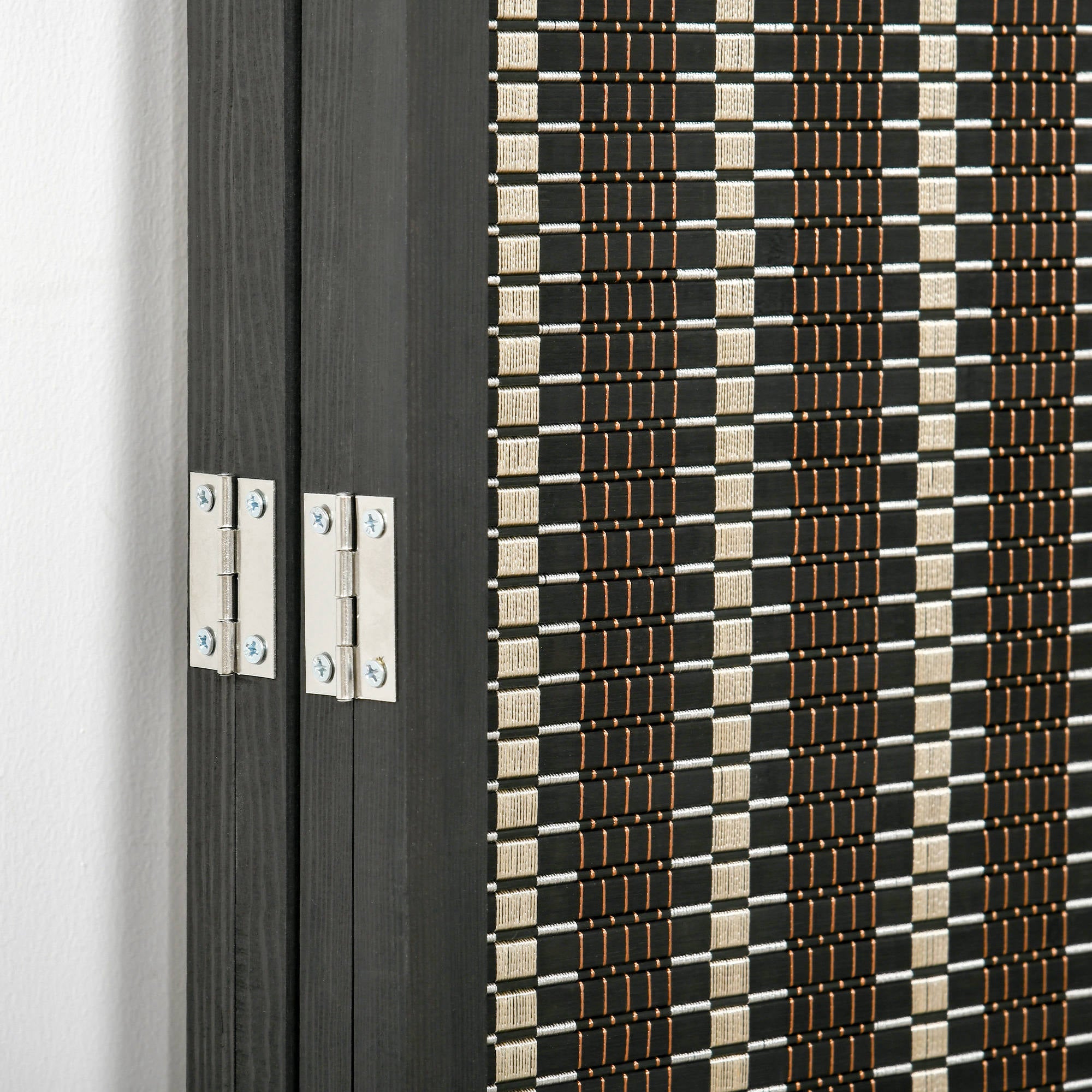 HOMCOM Raumteiler, faltbar, Kiefernholz/Bambus, 180 x 180 cm, Braun/Schwarz