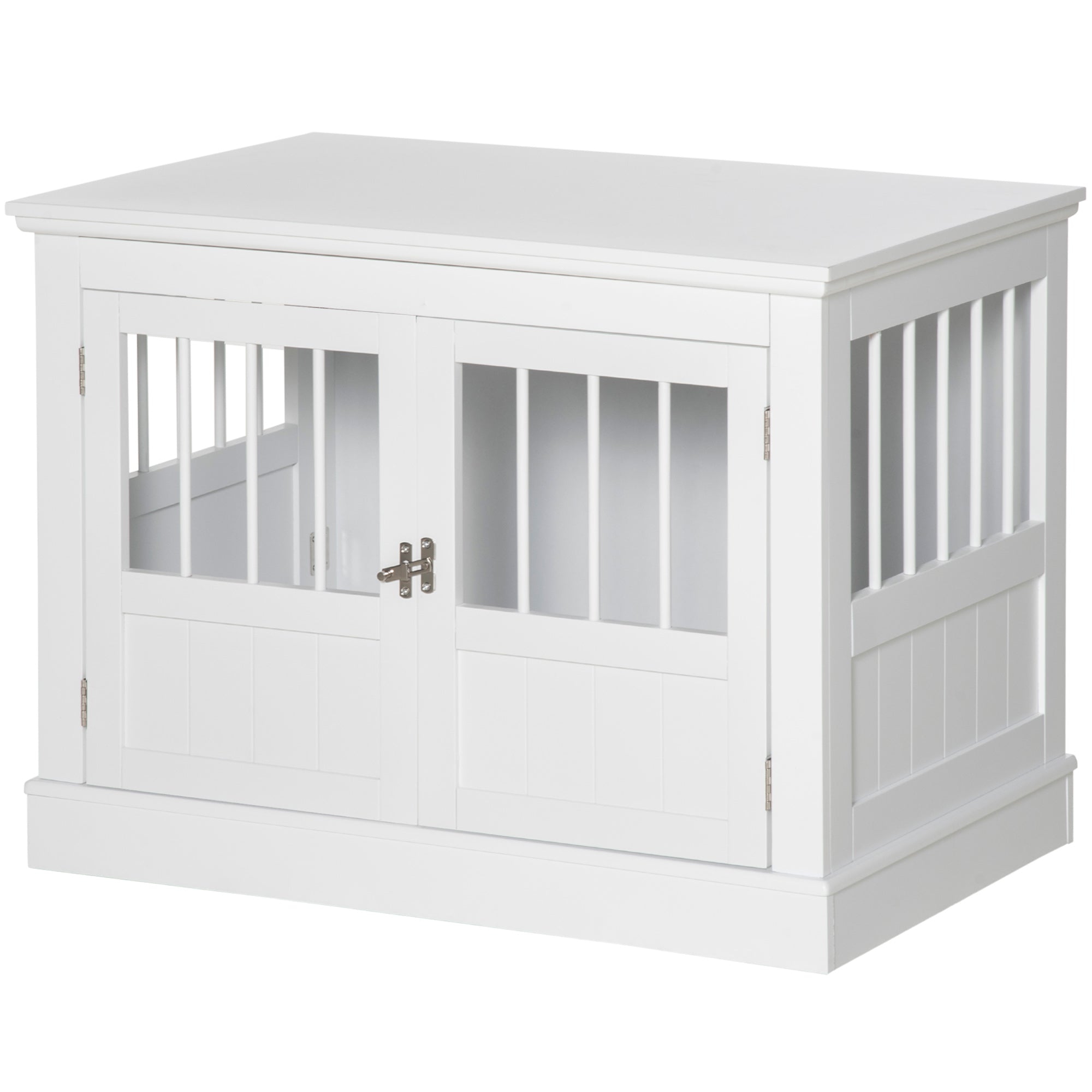 PawHut Hundekäfig, Möbel mit 3 Türen Hundehütte Hundebox für Zuhause 78 x 53 x 59,3 cm, Weiß