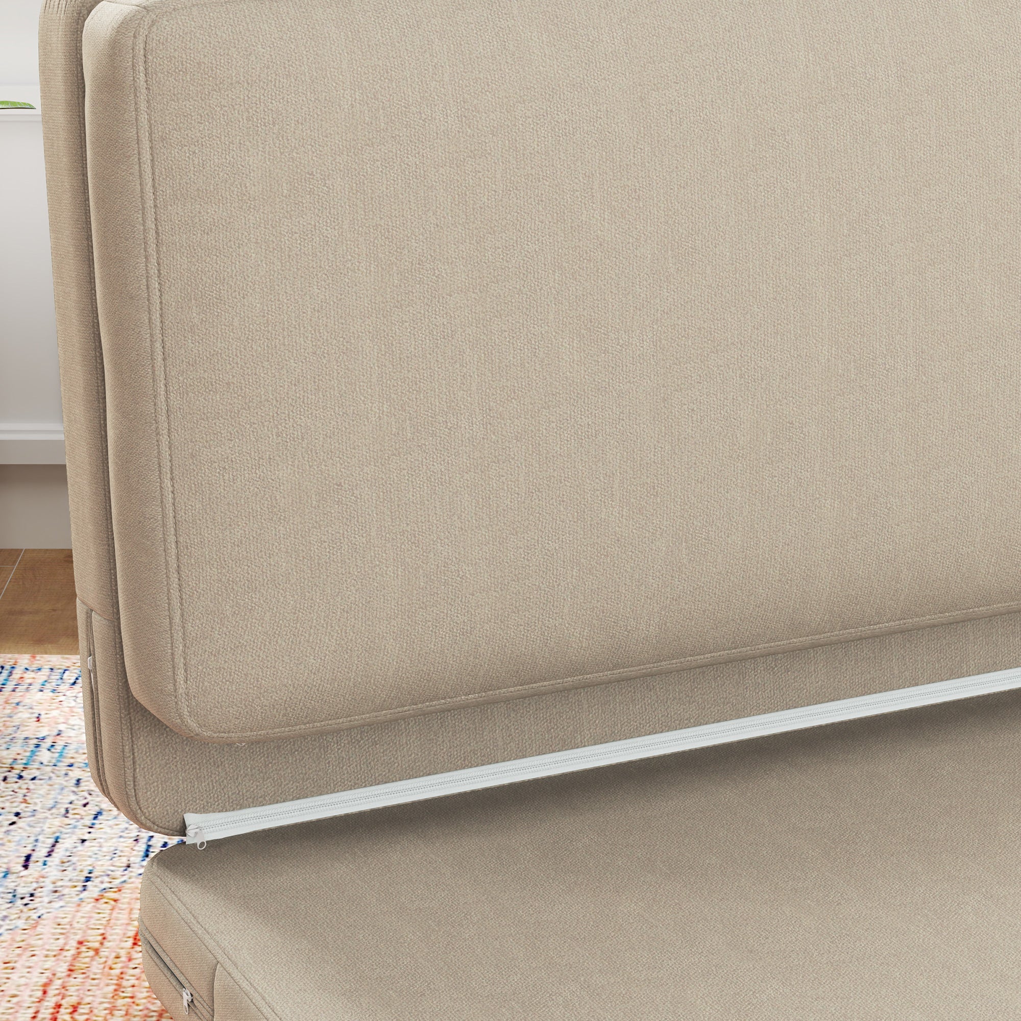 HOMCOM 2-in-1 faltbarer Relaxsessel, Gästematratze, teilbar, 120 cm breit, Beige