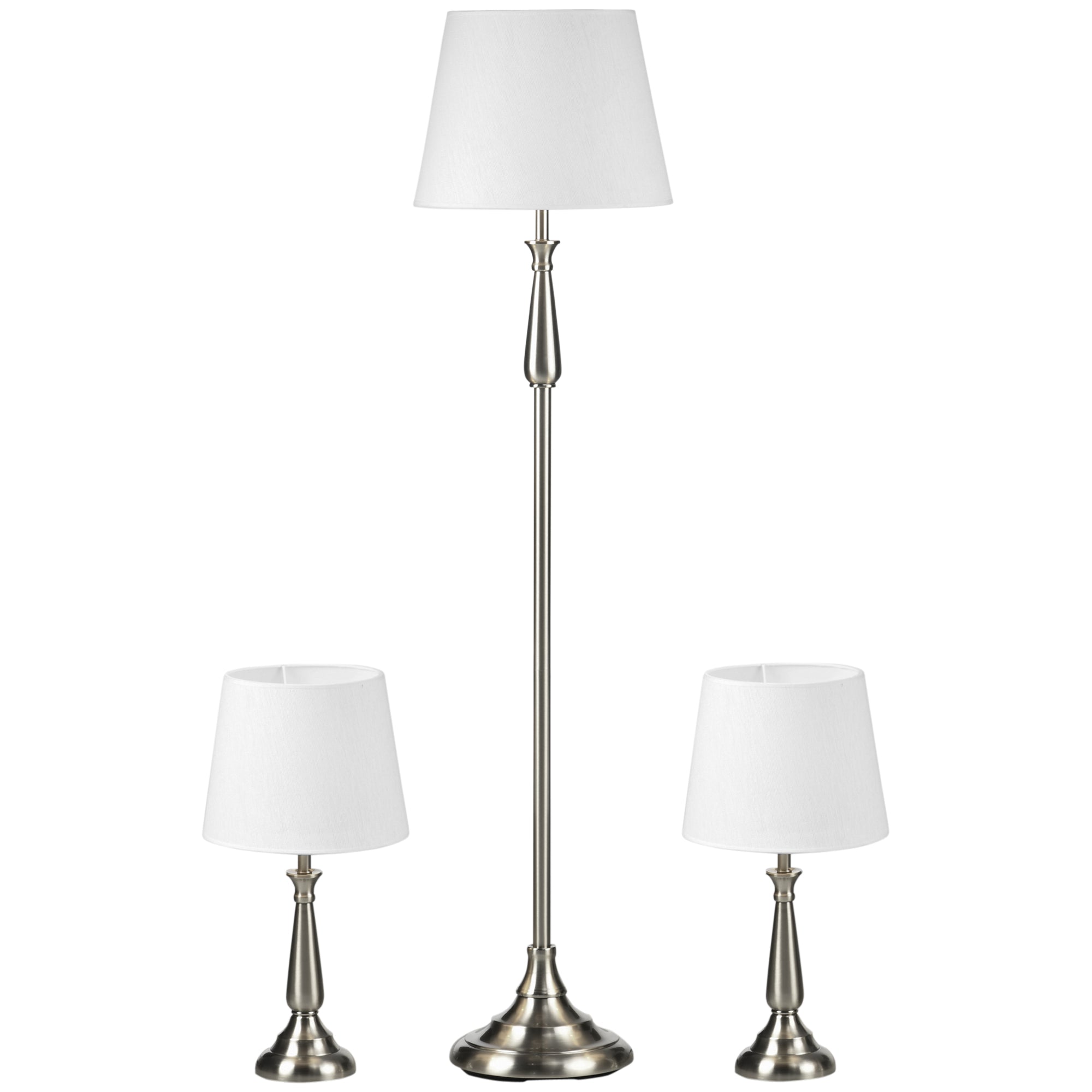 HOMCOM Stehlampen Set Vintage 3-teilig mit Fußschalter Cremeweiß