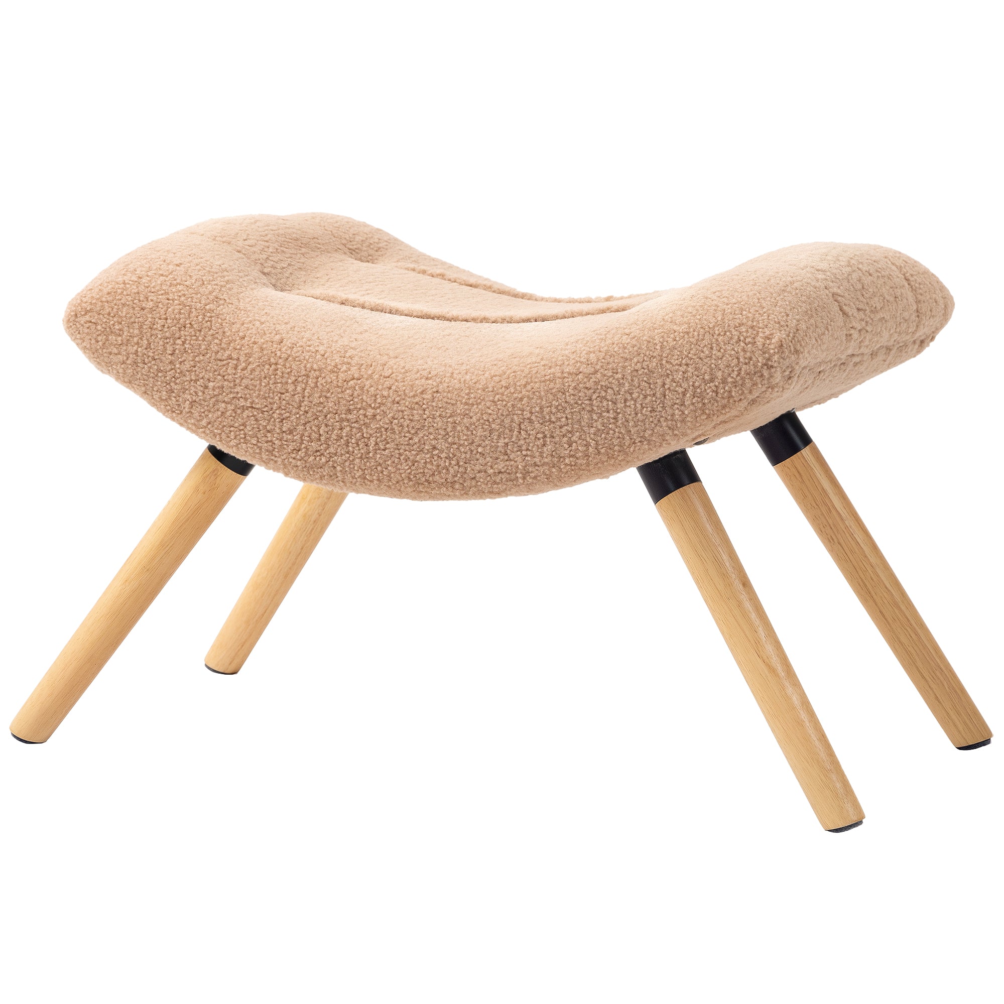 HOMCOM Moderner Fußhocker mit Fleece-Bezug und Holzbeinen, gepolstert, für Wohnzimmer, Schlafzimmer, Flur, Braun