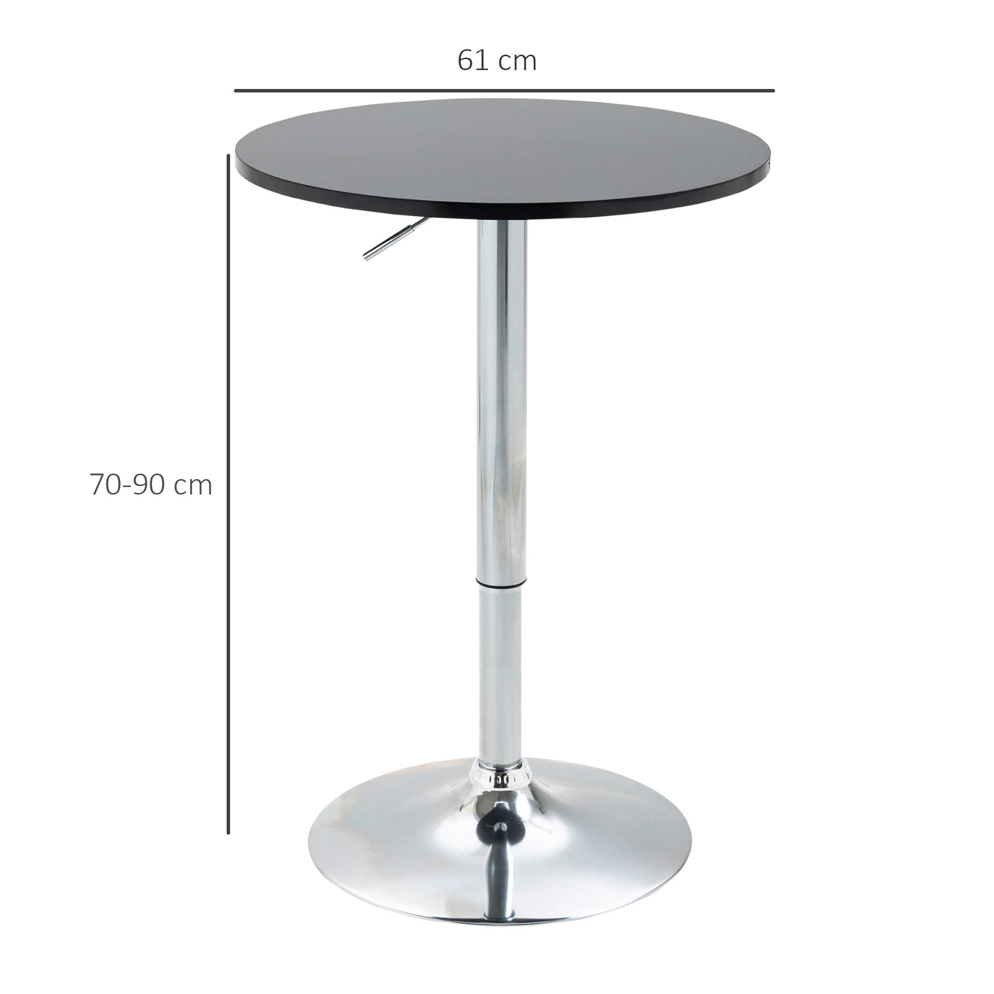 HOMCOM Bartisch modern rund Esstisch 360° Drehtisch höhenverstellbarer Bistrotisch Stehtisch Küchentisch Stahl Schwarz Ø61 x 70-90 cm