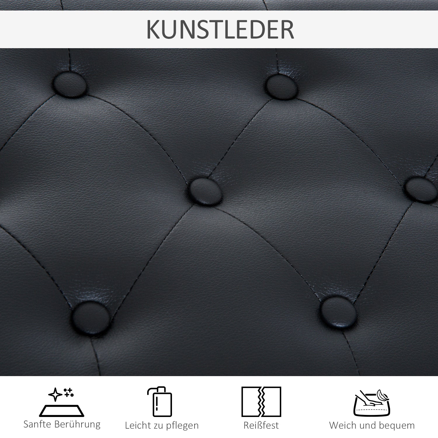 HOMCOM Klavierhocker, Klavierbank mit Verstecktem Stauraum, Klavierstuhl mit Kunstleder Kissen, Pianobank, Massivholz Keyboardbank für Piano, Keyboard, 76 x 36 x 50 cm, Schwarz