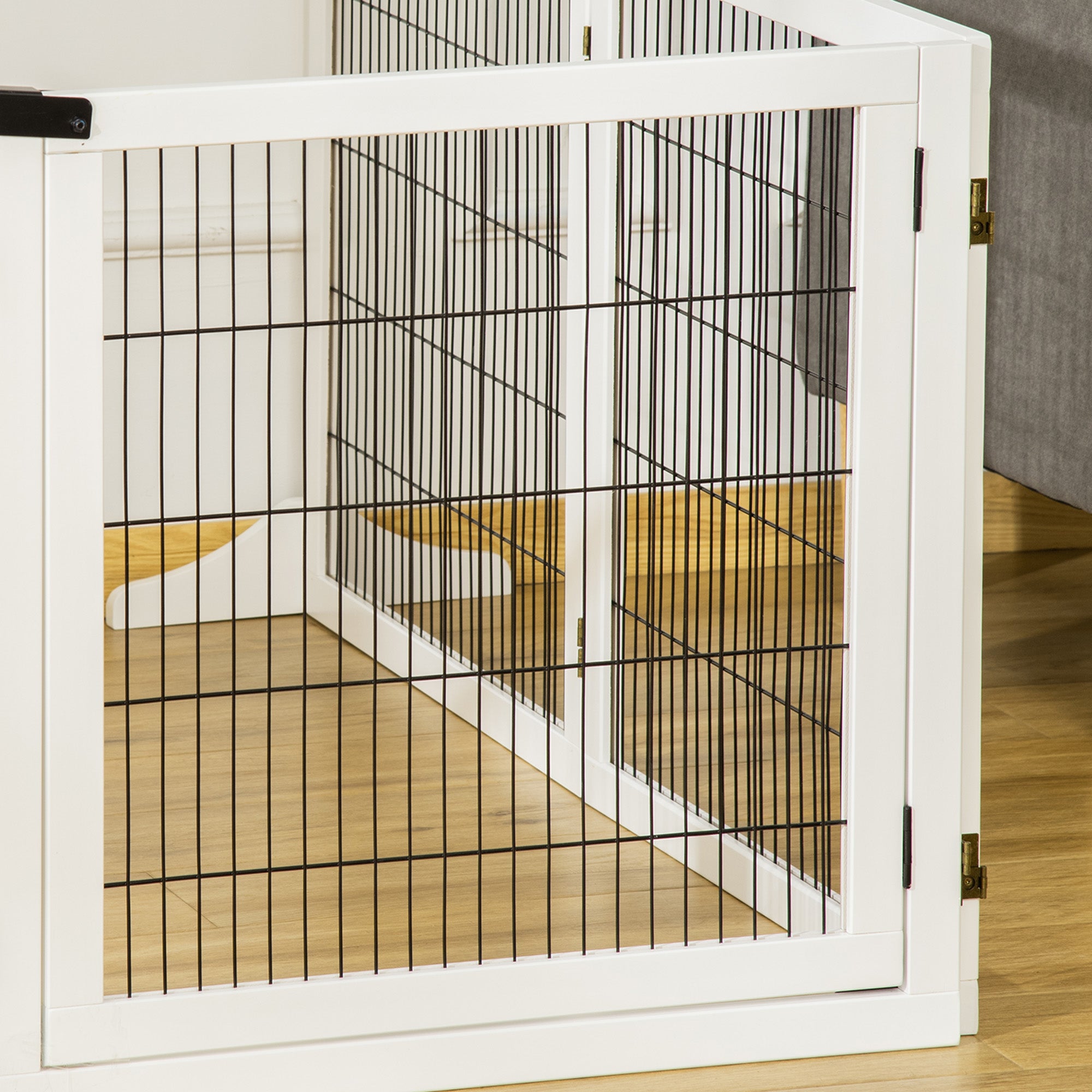 PawHut Absperrgitter für Hunde, klappbar, 432 x 36 x 70 cm, Kiefernholz, Weiß