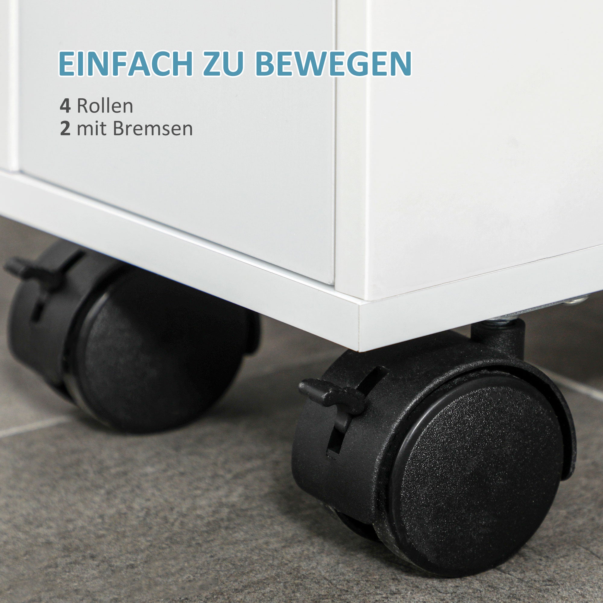 HOMCOM Nischenwagen Badschrank Rollschrank, schmales Design, zwei Schubladen, vier Räder, weiß, 16 x 49,5 x 66 cm