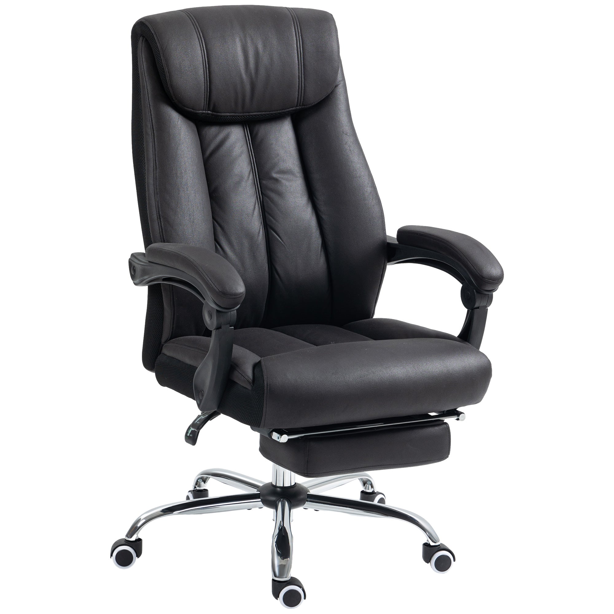 HOMCOM Bürostuhl Schreibtischstuhl Chefsessel, mit Fußstütze, höhenverstellbar, 145° Neigungswinkel, 66 x 70 x 119 cm, Schwarz