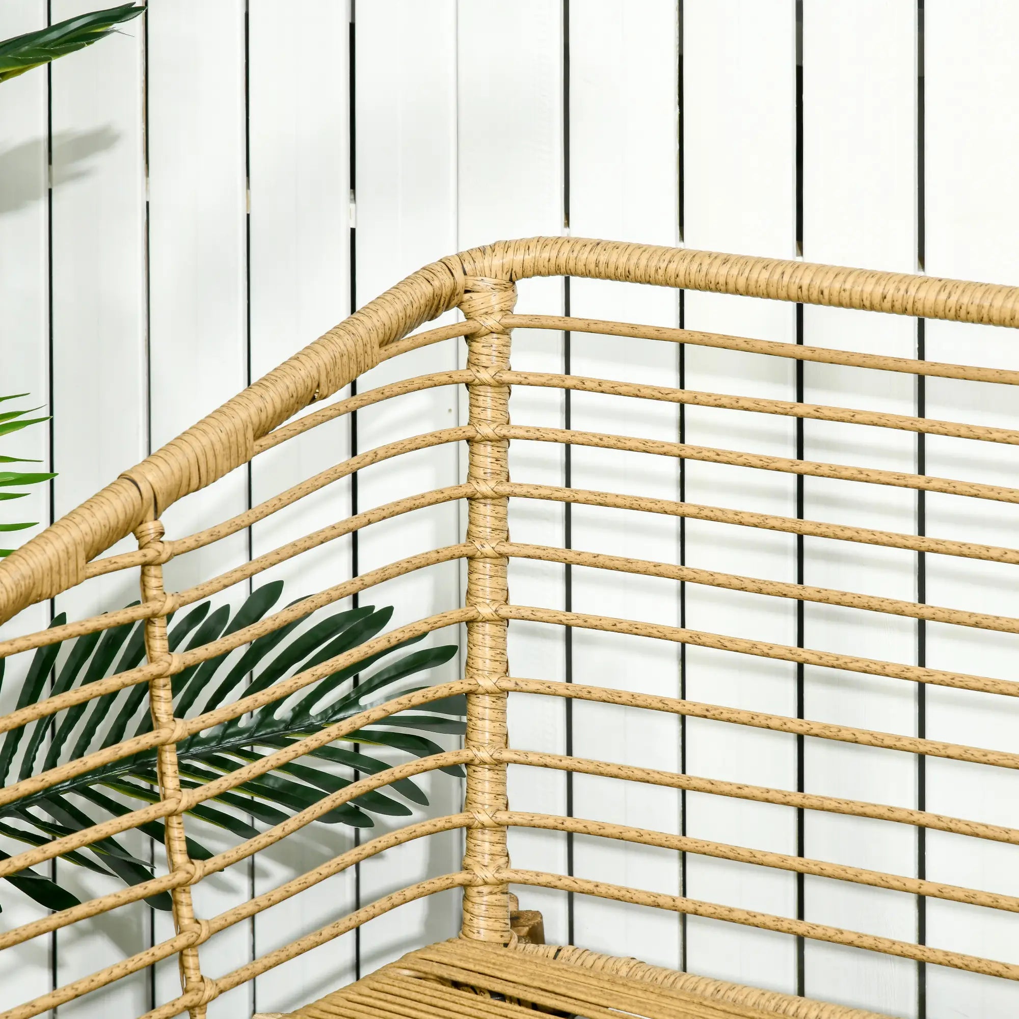 Outsunny Gartenmöbel-Set für 4 Personen, Rattan Sitzgarnitur mit Kissen, Balkonmöbel im Boho-Stil, Sand+Dunkelgrau