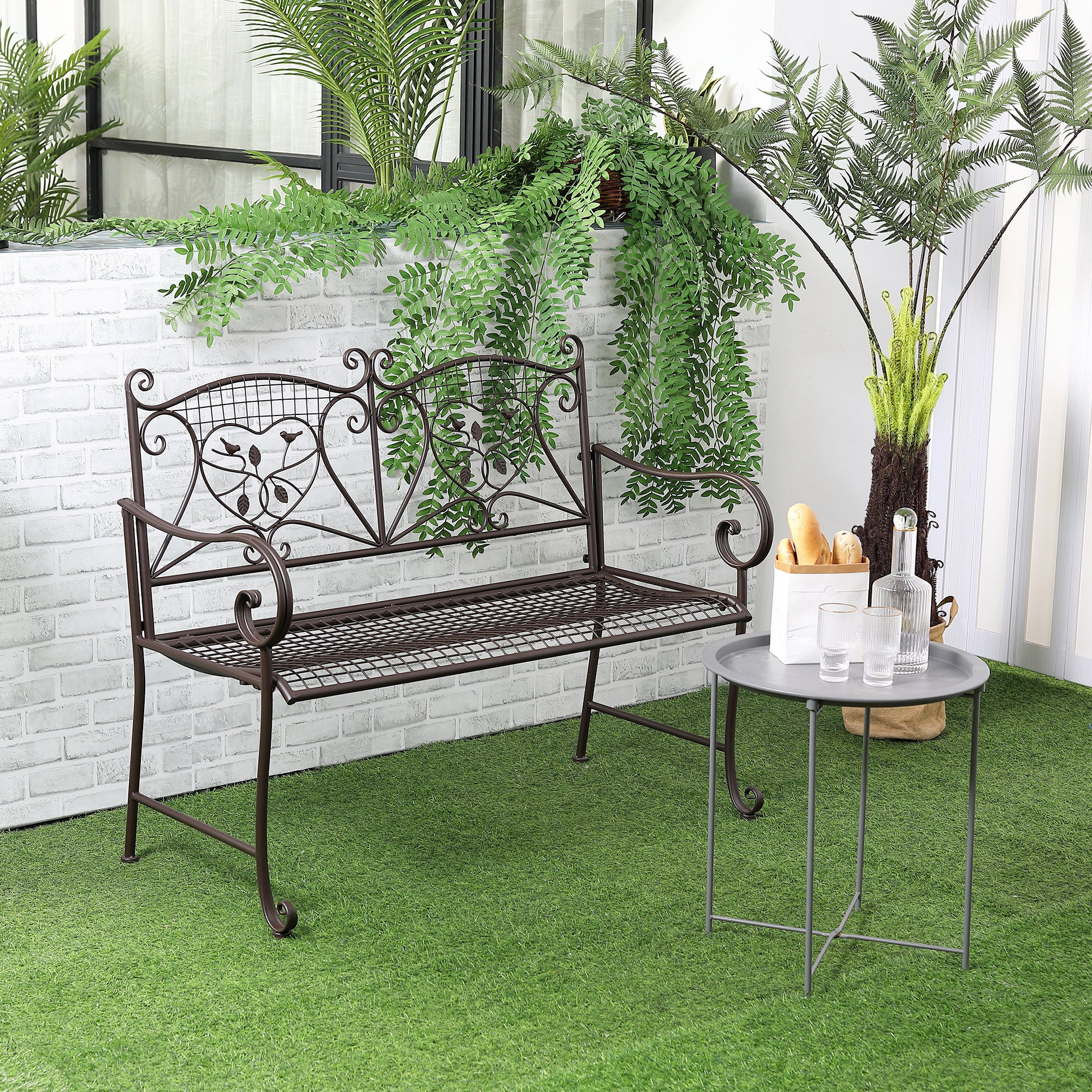 Outsunny Gartenbank 2-Sitzer antik stapelbar