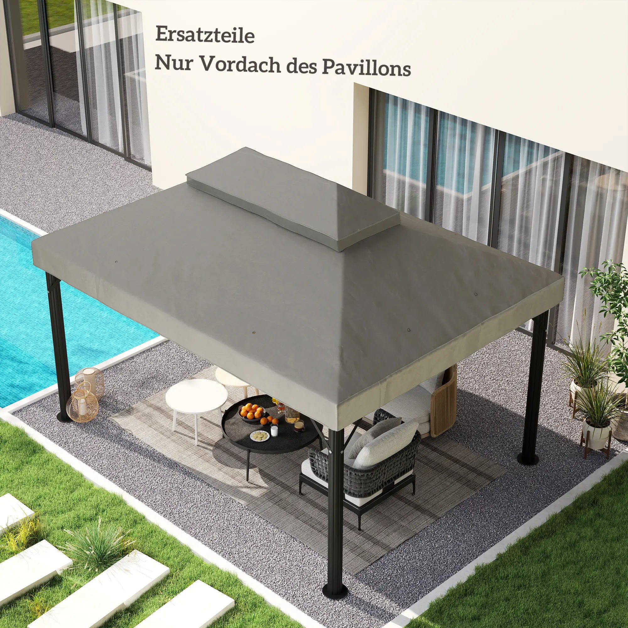 Outsunny Ersatzdach 3×4?m wasserdicht mit Doppeldach