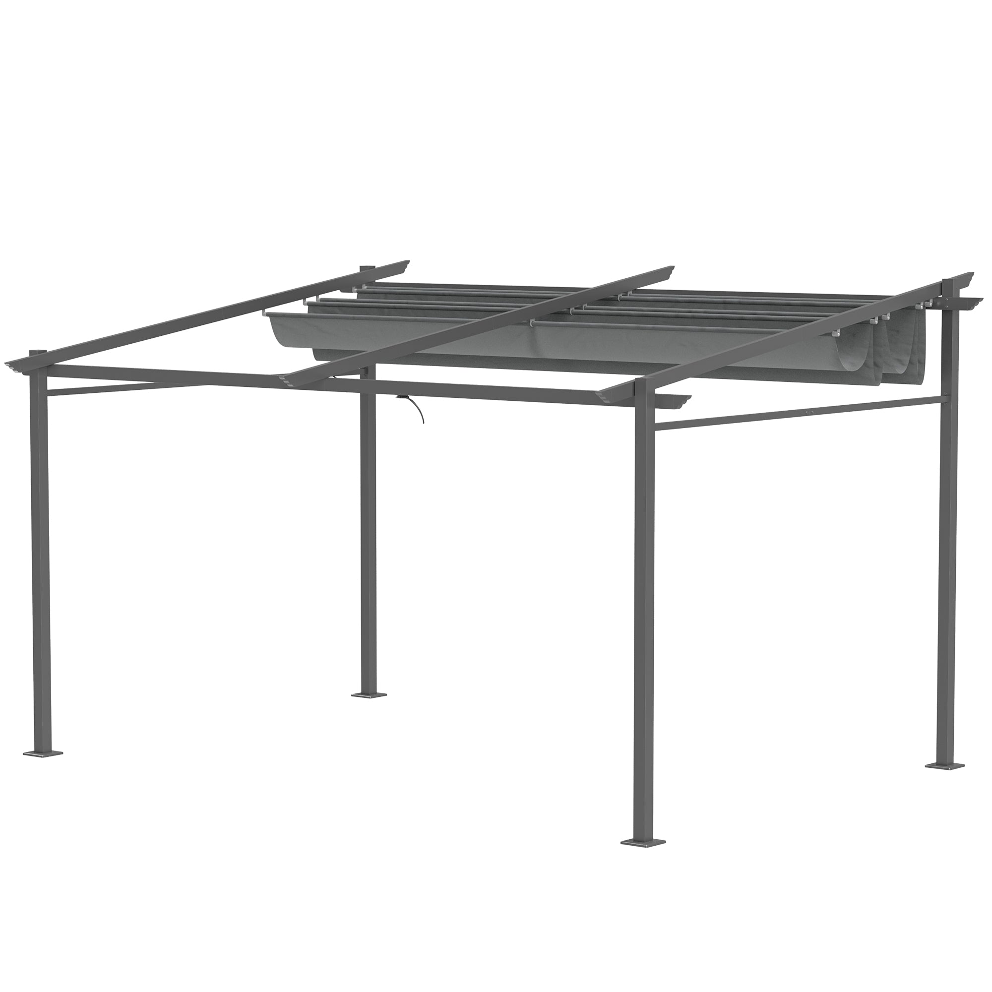 Outsunny Pergola, inklusive Befestigungsmaterial, ausziehbares Dach, 3,97 m x 2,95 m x 2,3 m, Dunkelgrau