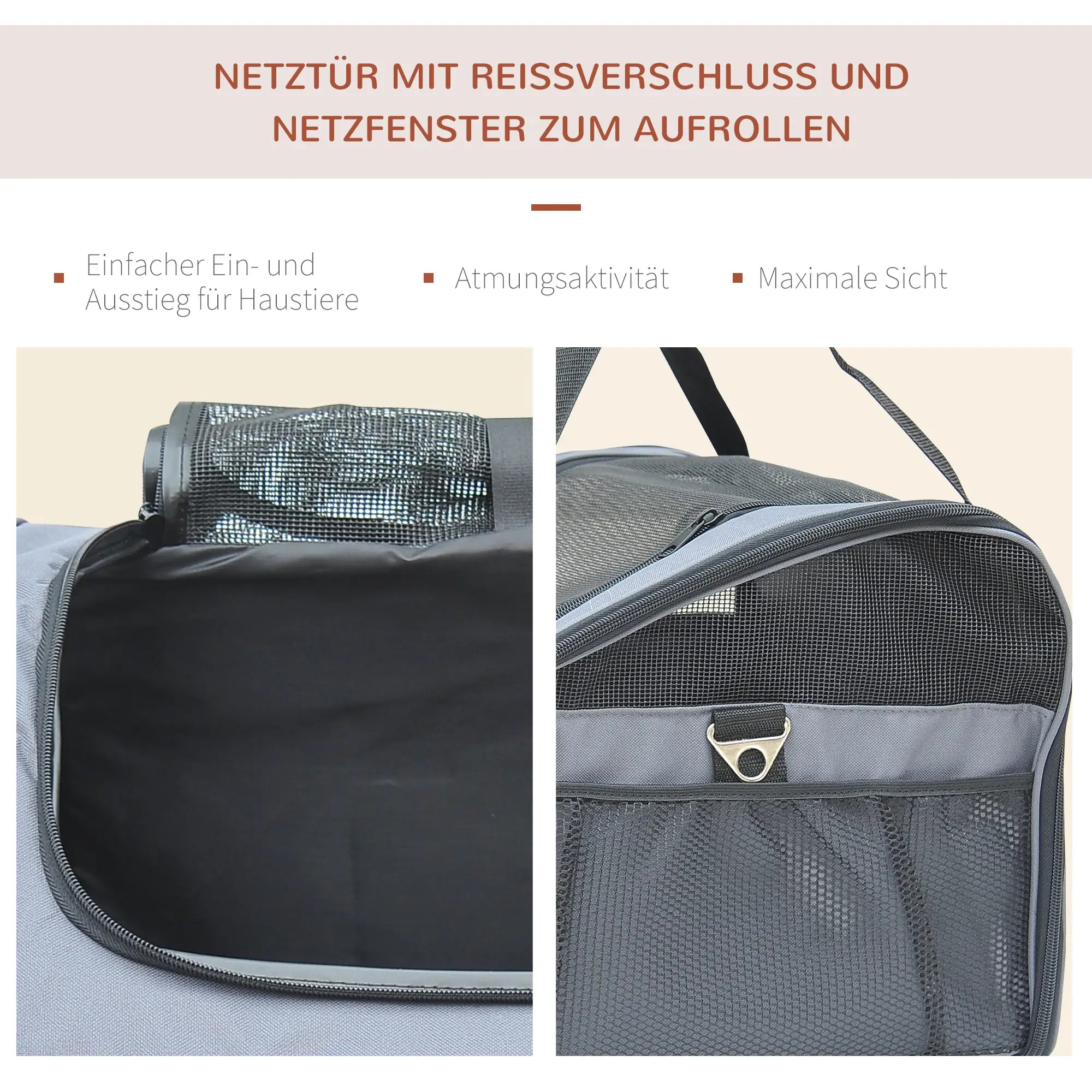 PawHut Auto Hundetasche faltbar mit Netzfenster und Seitenfächern
