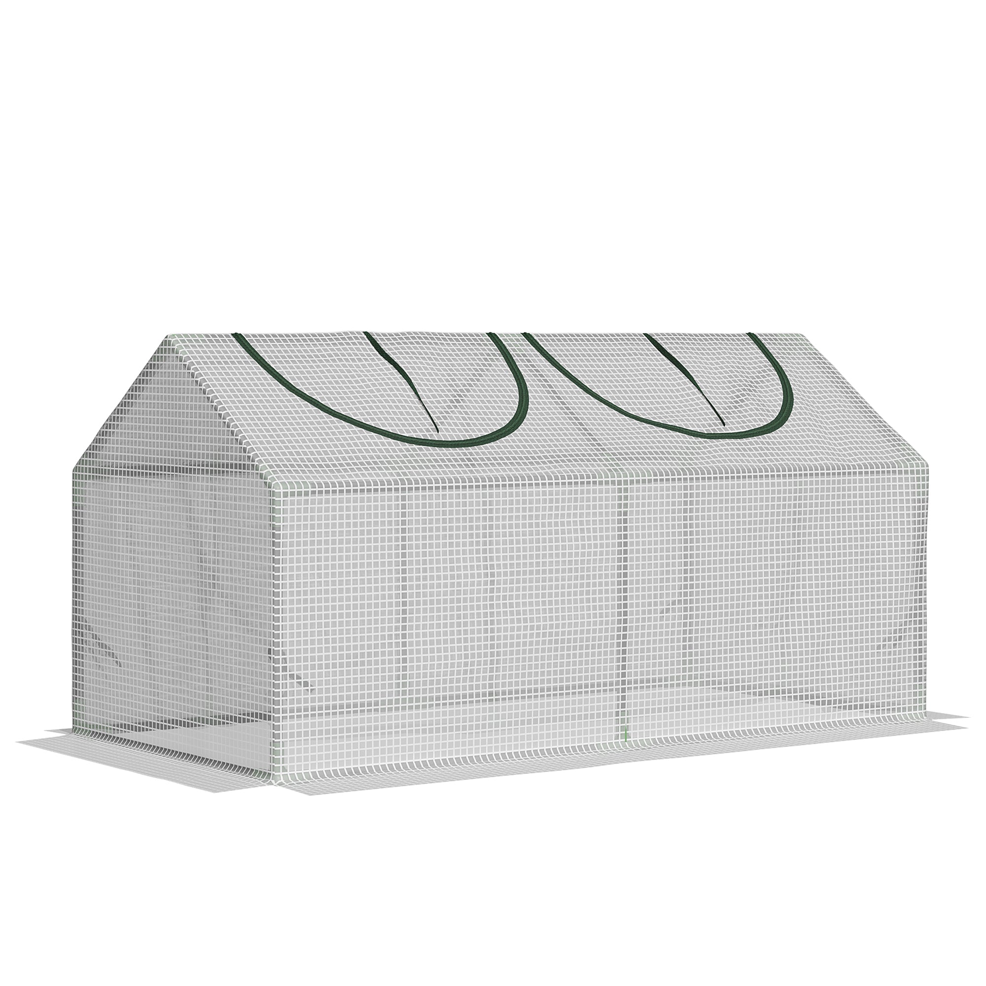 Outsunny Gewächshaus mit Fernster, PE-Gitterfolie, Foliengewächshaus aus Stahl, Treibhaus für Balkon, Garten, Tomatenhaus 120x60x60cm, Tomatengewächshaus für Gemüse, Blumen, Pflanzen, Weiß