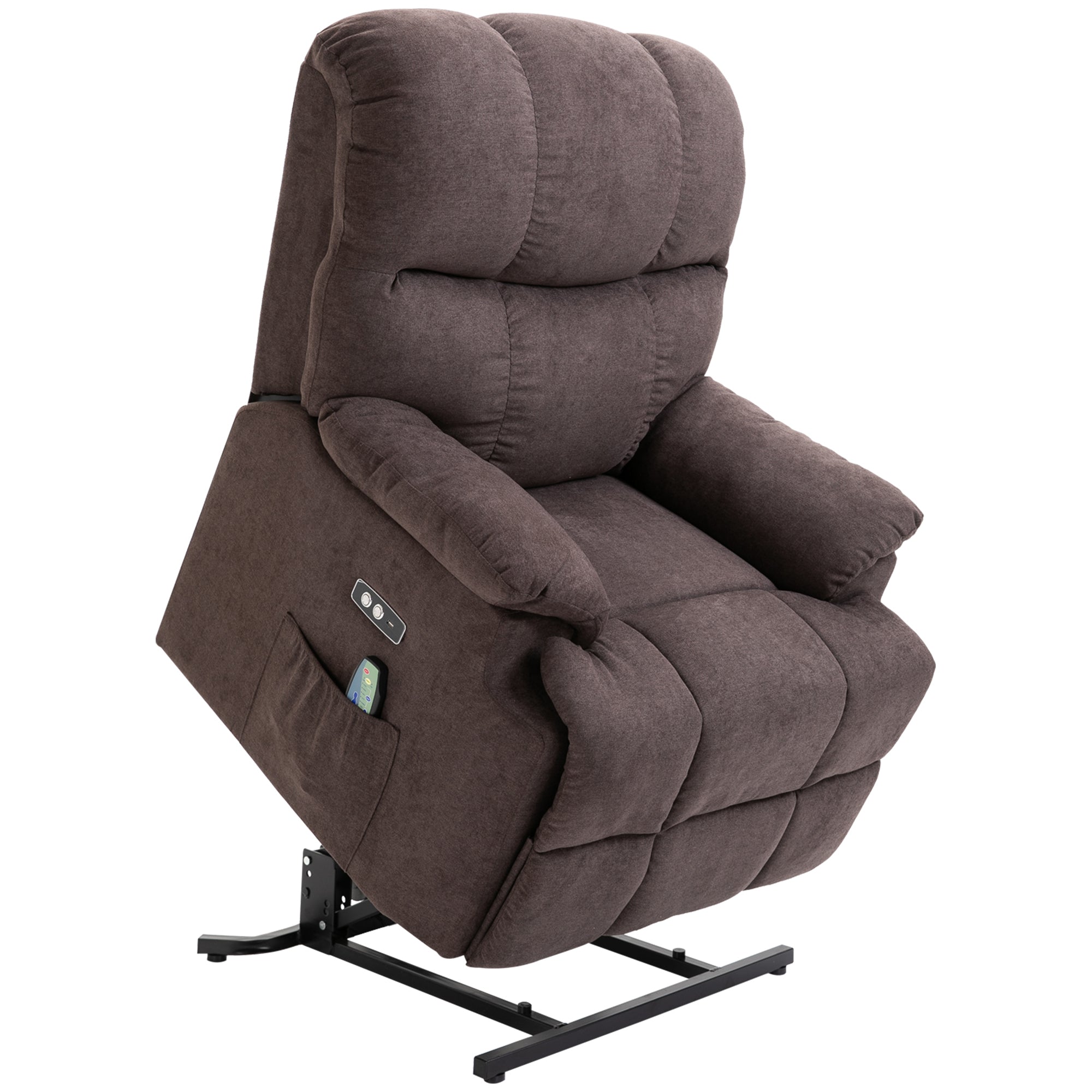 HOMCOM Massagesessel mit Aufstehhilfe, Relaxsessel mit Aufstehhilfe, inkl. Fernbedienung, USB-Schnittstelle, Braun
