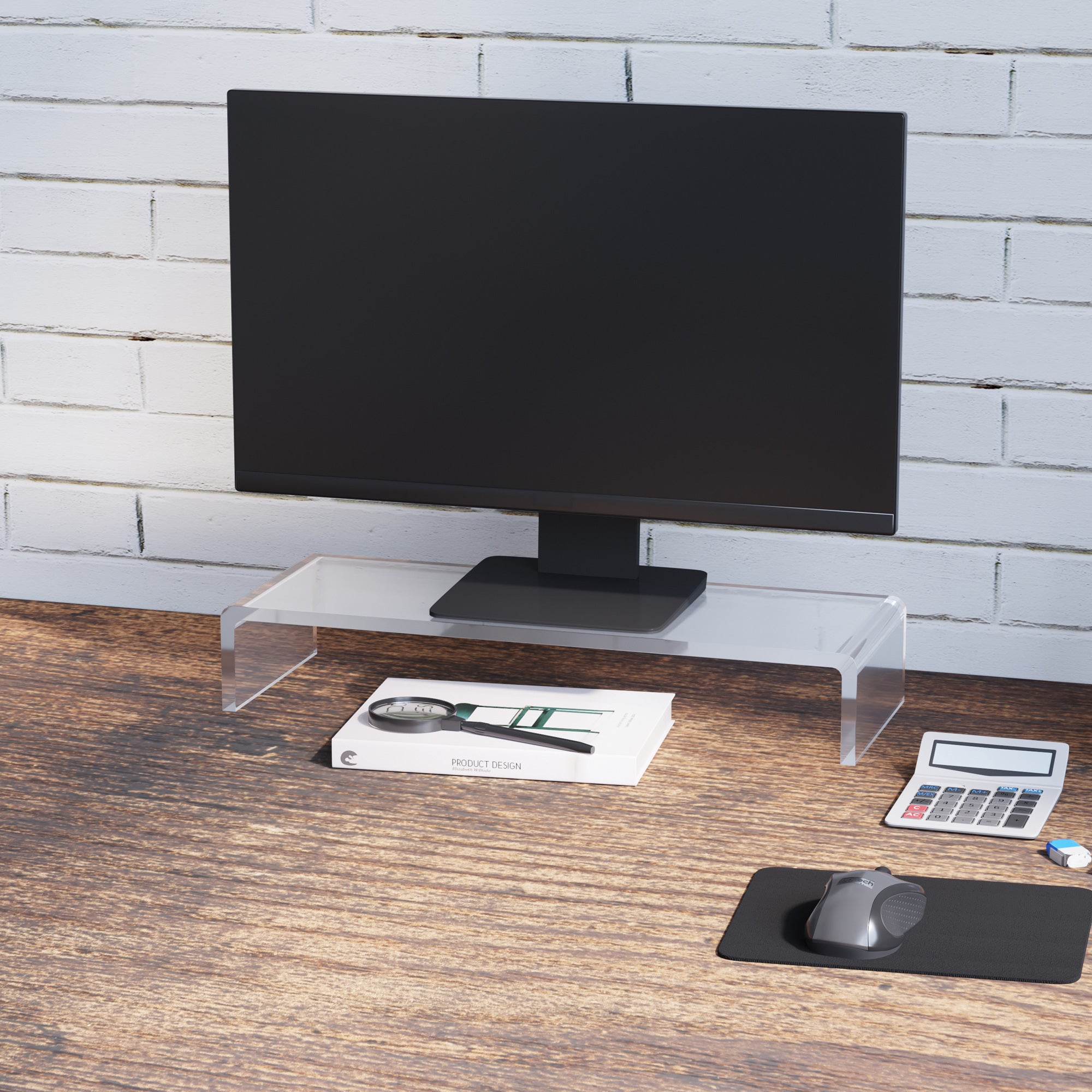 HOMCOM Monitorständer Bildschirmständer ergonomisch mit Tastaturablage Acryl