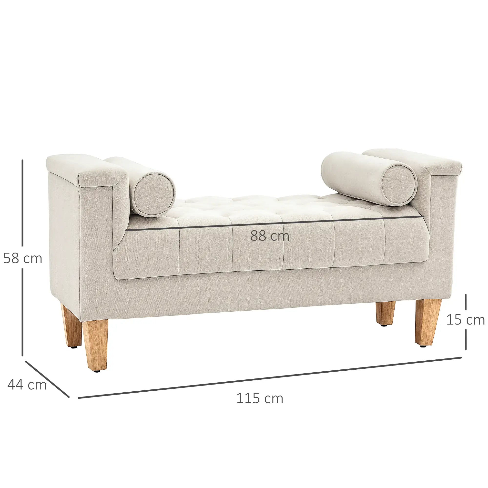 HOMCOM Polsterbank Vintage-Design Chenille Komfort Armlehne Beige
