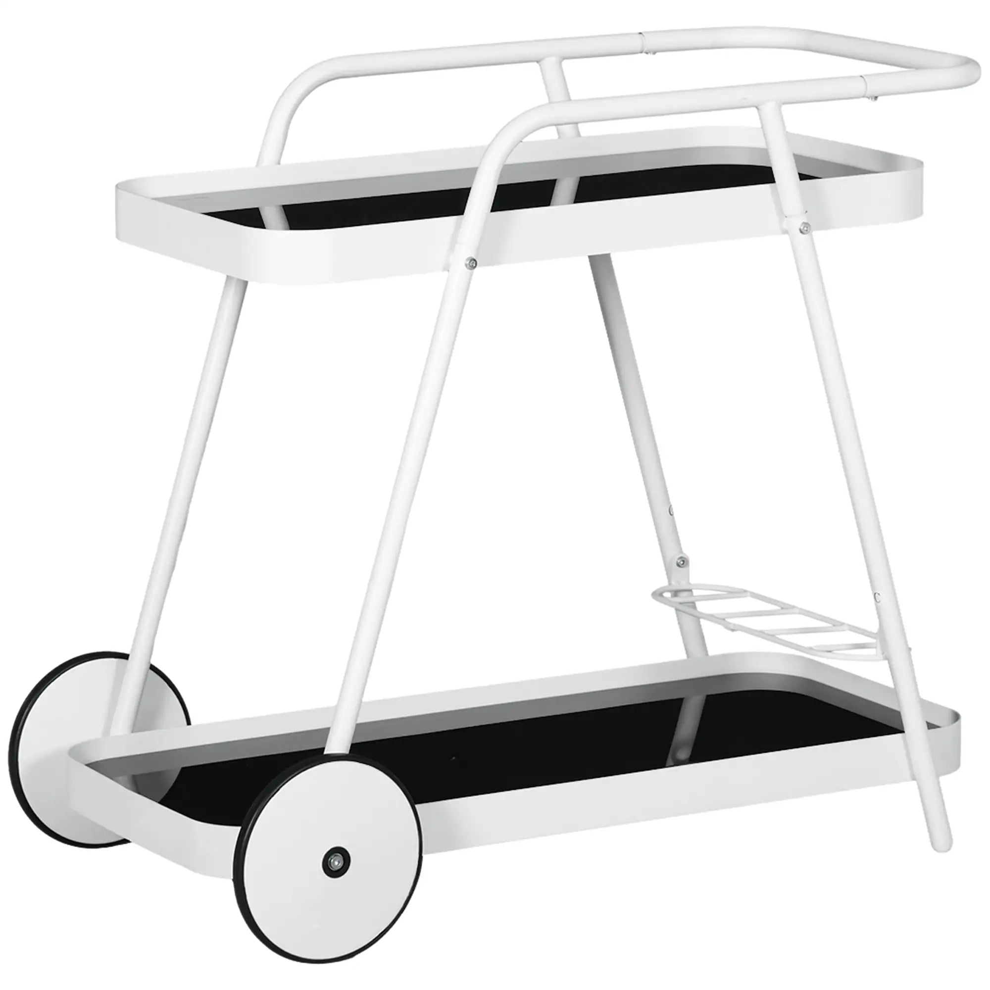 Outsunny Outdoor Servierwagen 2-stöckig mit Weinregal mit Rollen