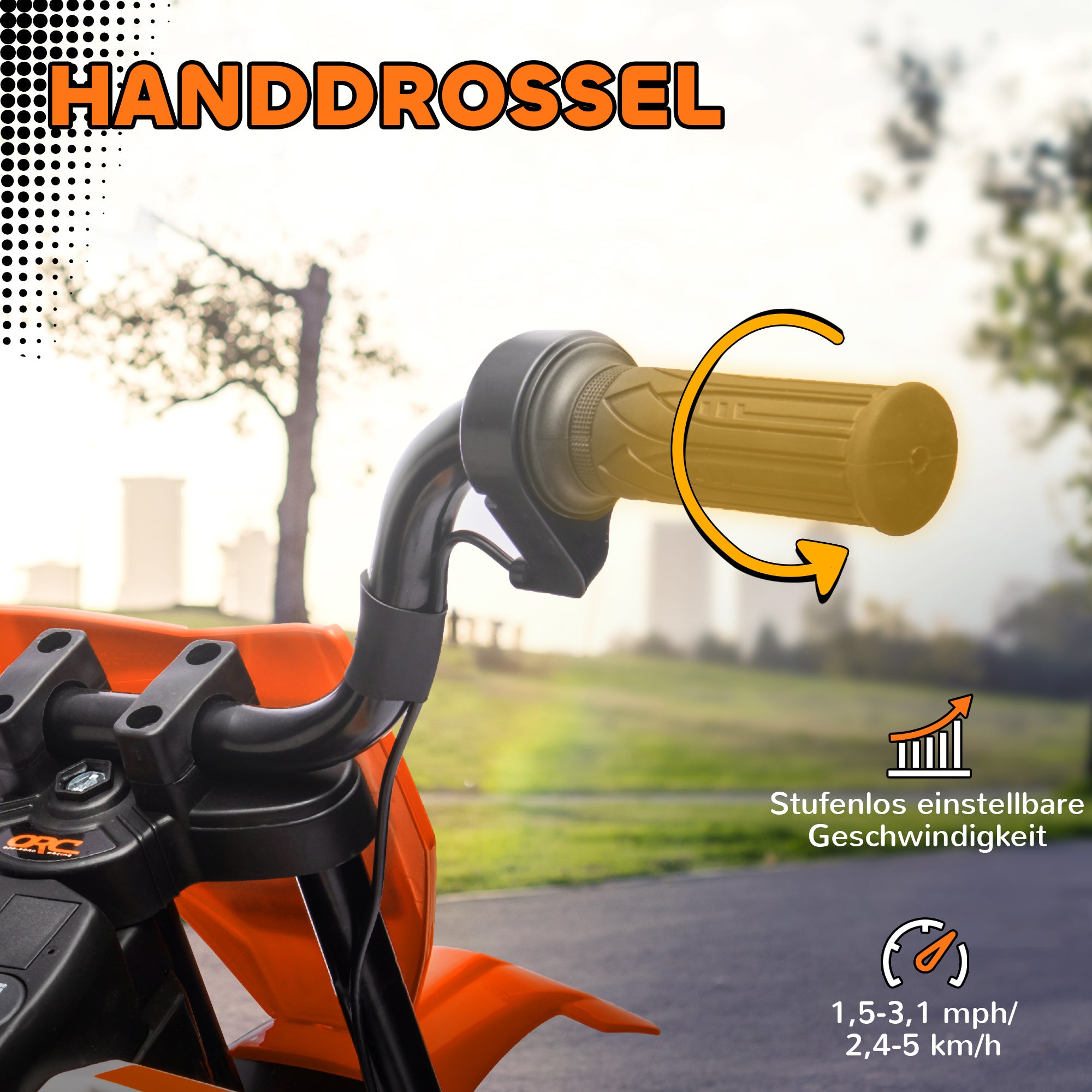 AIYAPLAY Elektro-Motorrad für Kinder, 12V Kindermotorrad mit Musik, Kinderfahrzeug mit Trainingsrädern, 3-6 Jahre, Orange