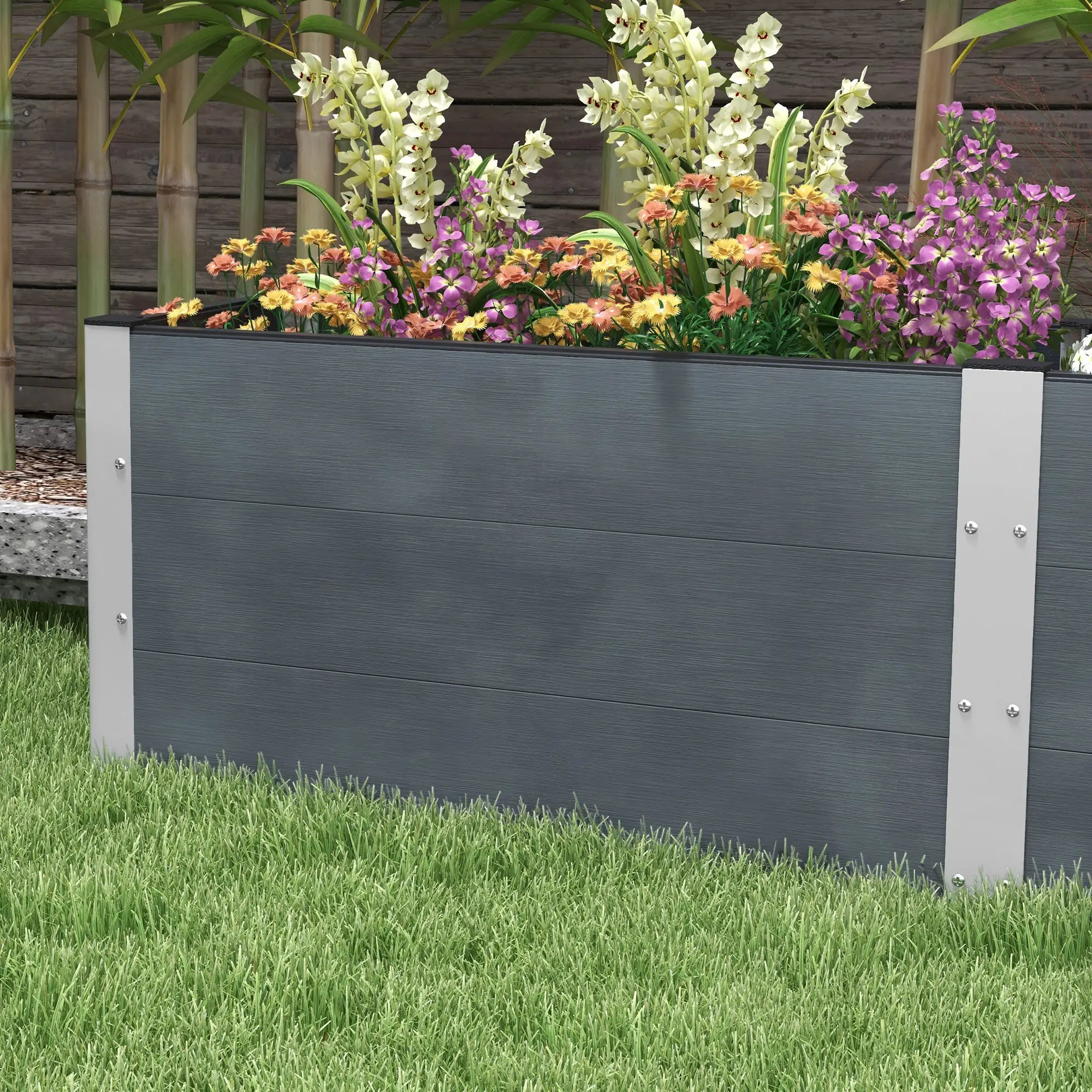 Outsunny Hochbeet 200x50x56?cm Grau