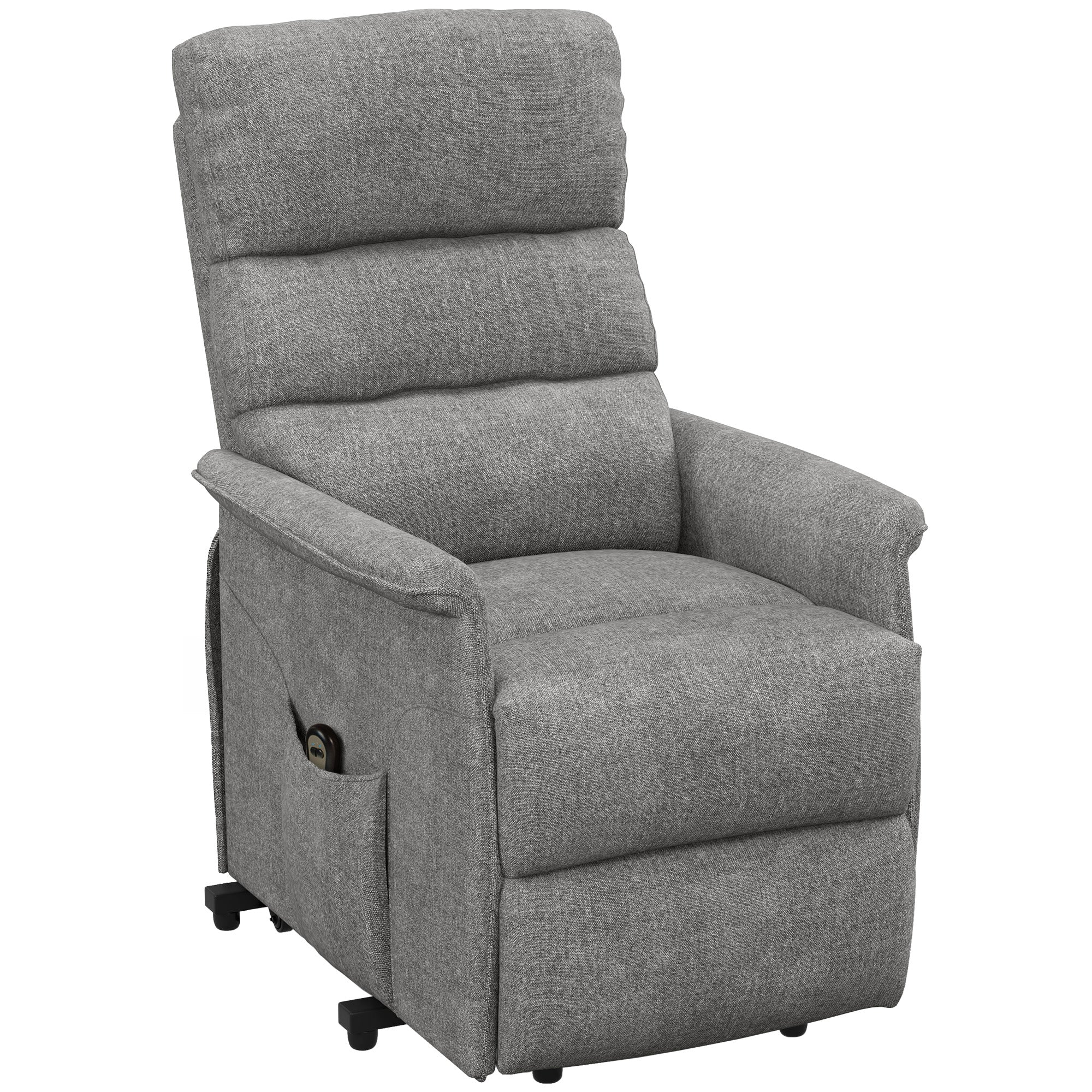 HOMCOM Relaxsessel mit Aufstehhilfe, verstellbare Rückenlehne/Fußstütze, bis 120 kg, 66 x 90 x 96 cm, Grau
