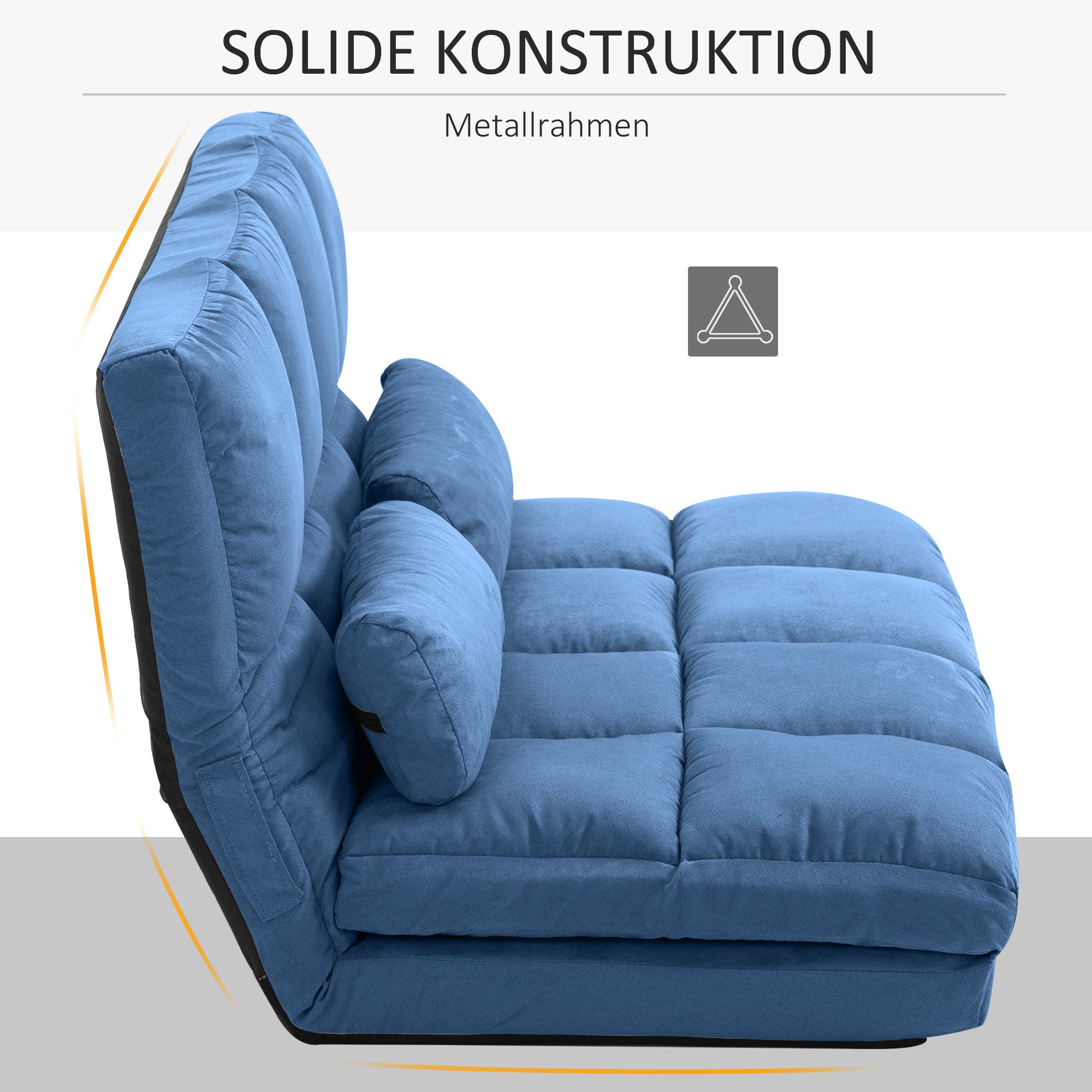 HOMCOM Bodensofa Schlafsofa Sofa, klappbar, verstellbare Rückenlehne, 102 cm x 73 cm x 60 cm , Blau