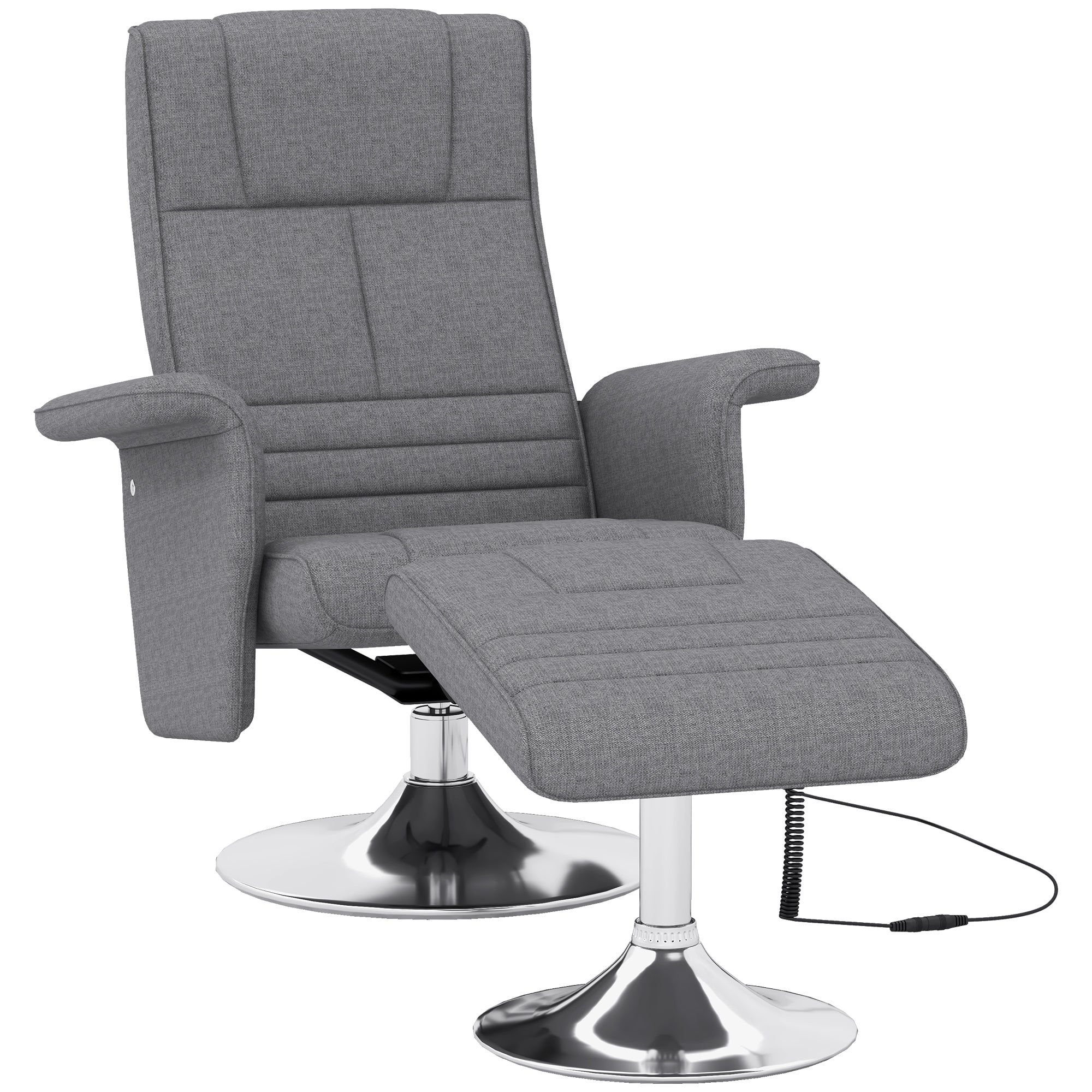 HOMCOM Massagesessel mit Hocker, neigbare Lehne, 78 x 95 x 88 cm, Dunkelgrau