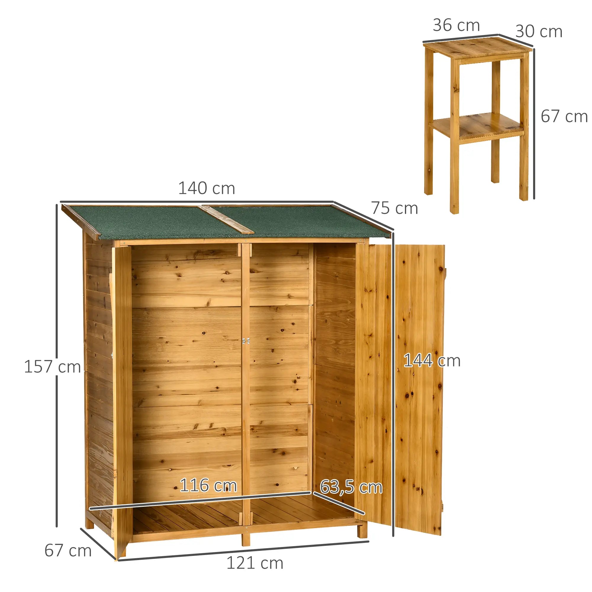 Outsunny Gartenschrank 140 × 75 × 157 cm Tannenholz Natur