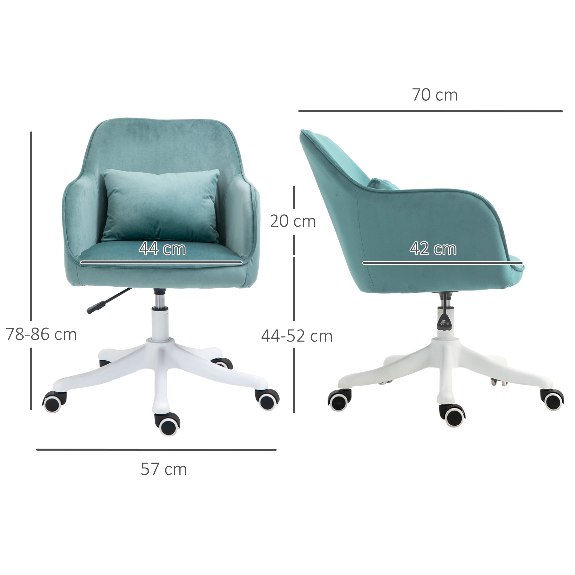 Vinsetto Massage-Bürostuhl in Samtoptik Lendenkissen mit Vibrationsmassage bis 115 kg USB-Schrittstelle höhenverstellbar 57B x 70T x 78-86H cm Grün