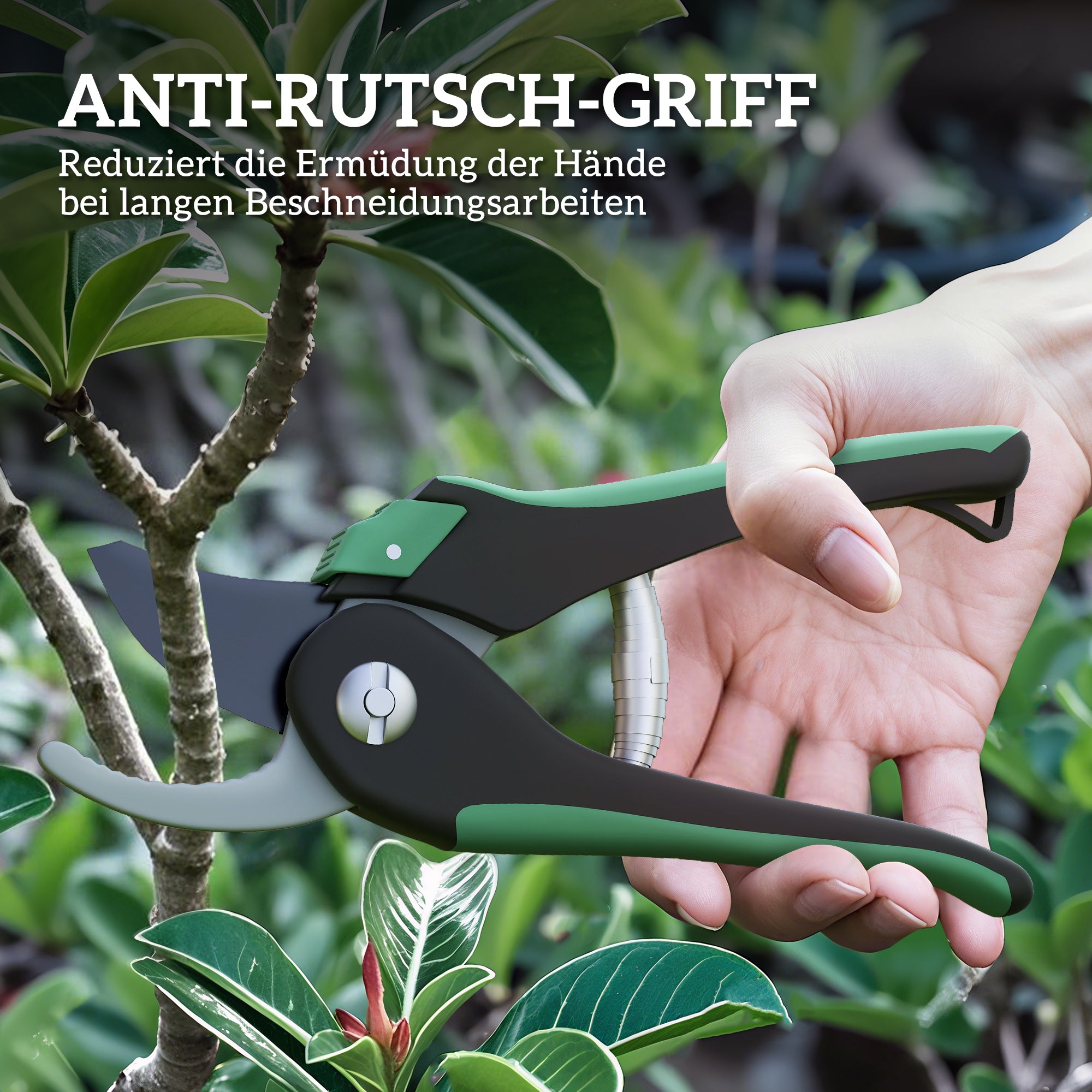 Outsunny Gartenwerkzeug Set 2 Stück Garten Werkzeug aus Metall Gartengeräte mit Gartenschere Grün+Schwarz