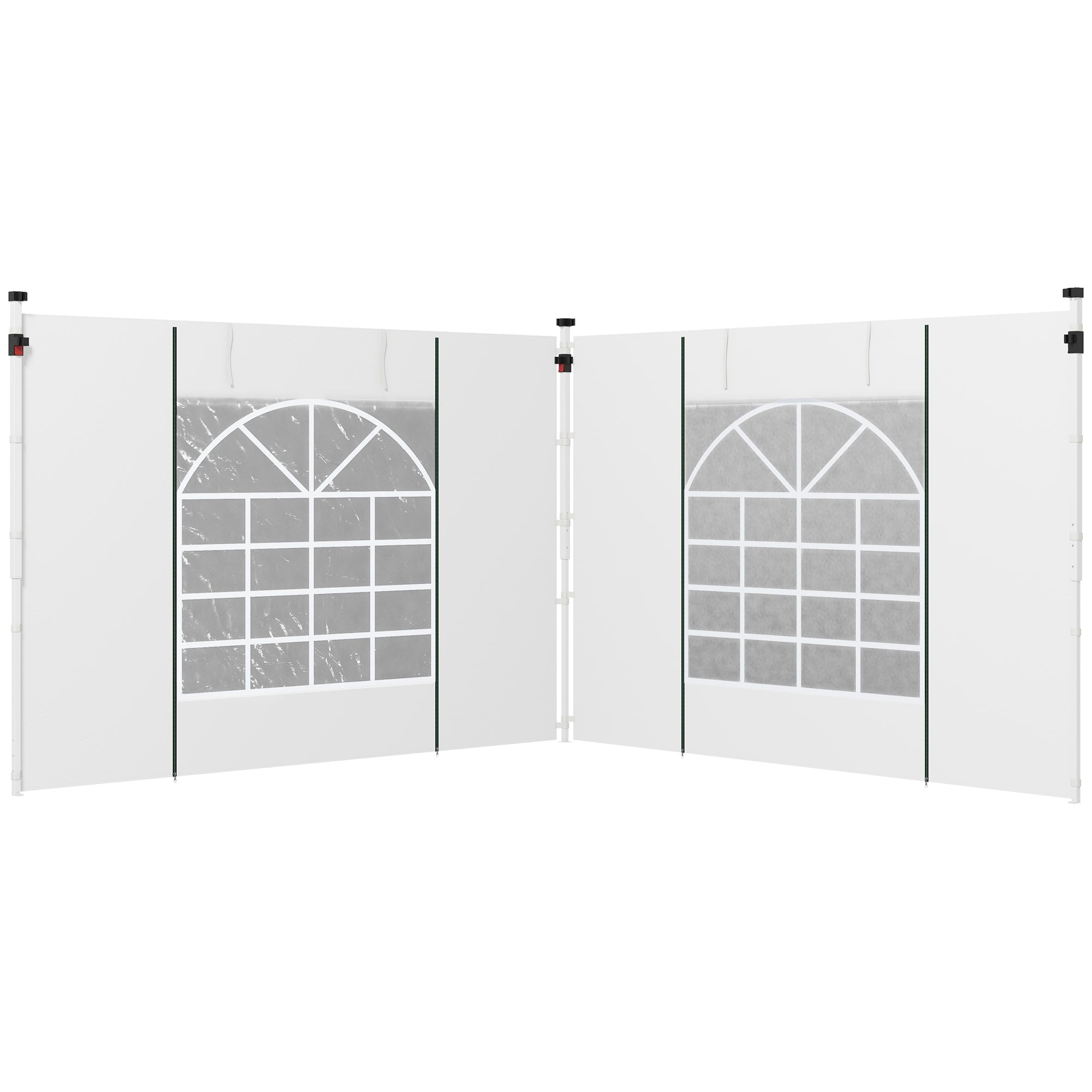 Outsunny Pavillon-Vorhänge, 2er-Set, für 3x6m oder 3x3m Gartenpavillons, mit Fenstern und Türen, Weiß