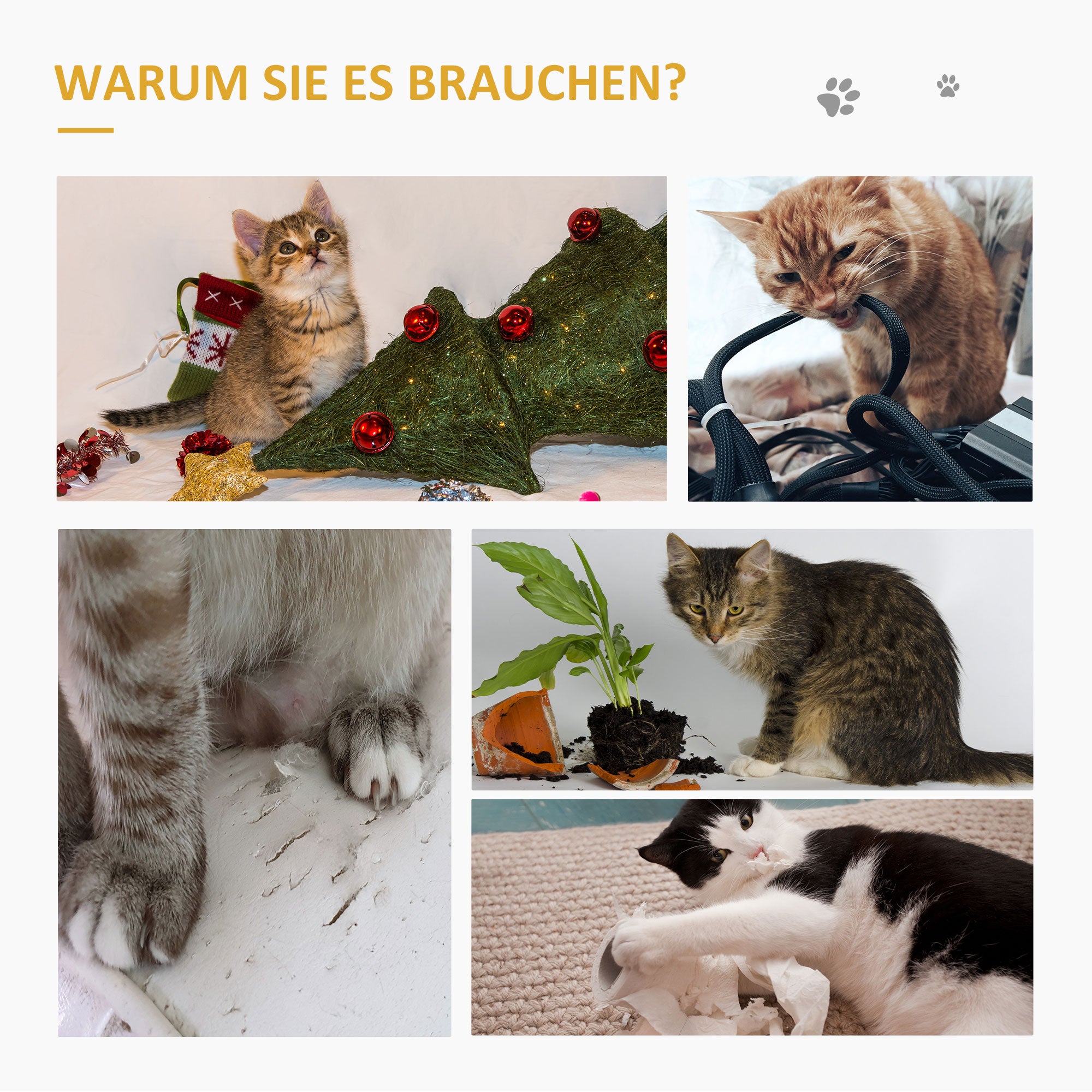 PawHut 2er Kratzmatte Kratzschutz Sofa Sisal Kratzteppich für Katze Sessel Couch Katzenkratzmatte Beige+Grau 130 x 45 x 0,3 cm