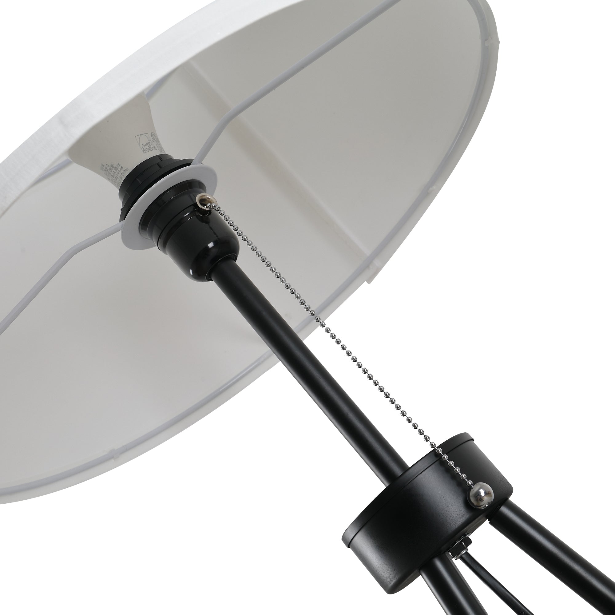 HOMCOM Stehlampe Stehleuchte Standleuchte E27, Stahl+Polyester, 37x37x152cm (Schwarz+Weiß)