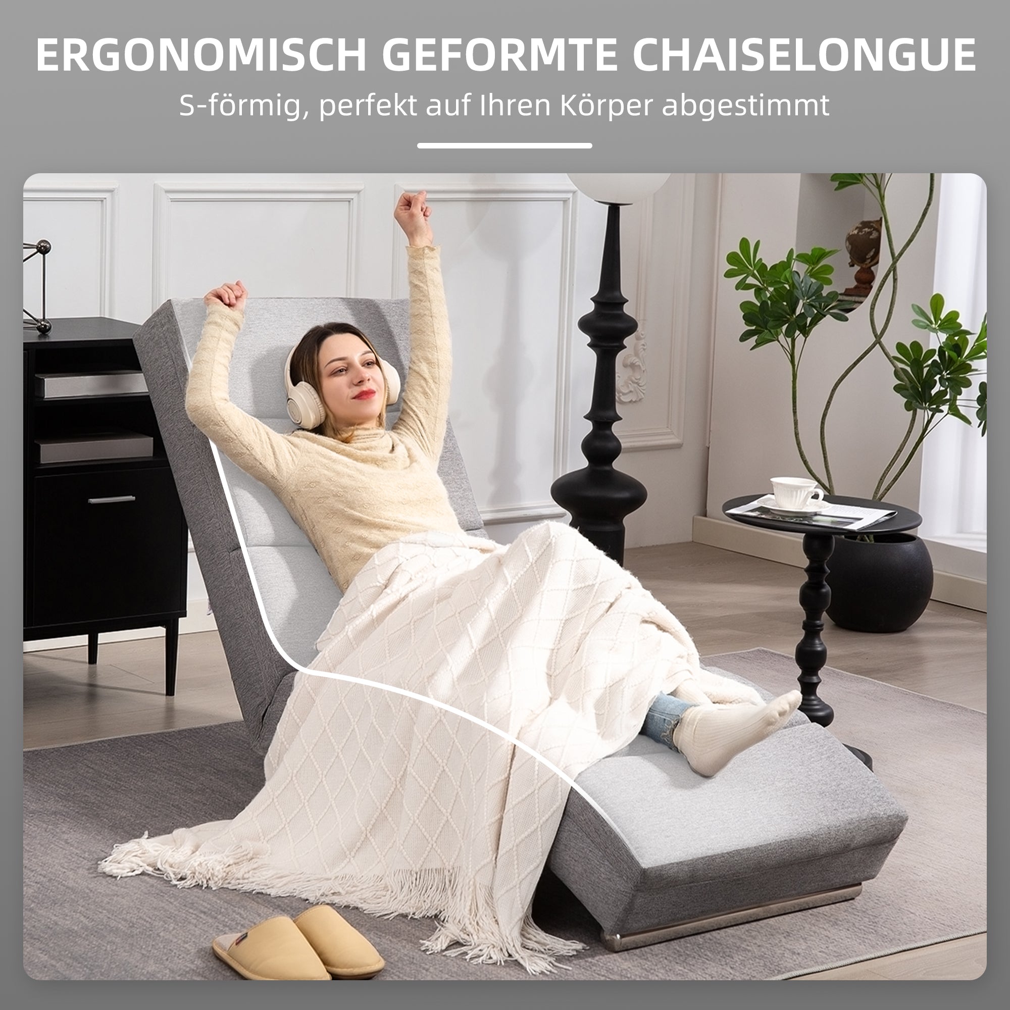 HOMCOM Polstersessel mit Rückenlehne, Relaxsessel mit Stahlbeinen & dicker Polsterung, für Wohnzimmer, Schlafzimmer, Hellgrau
