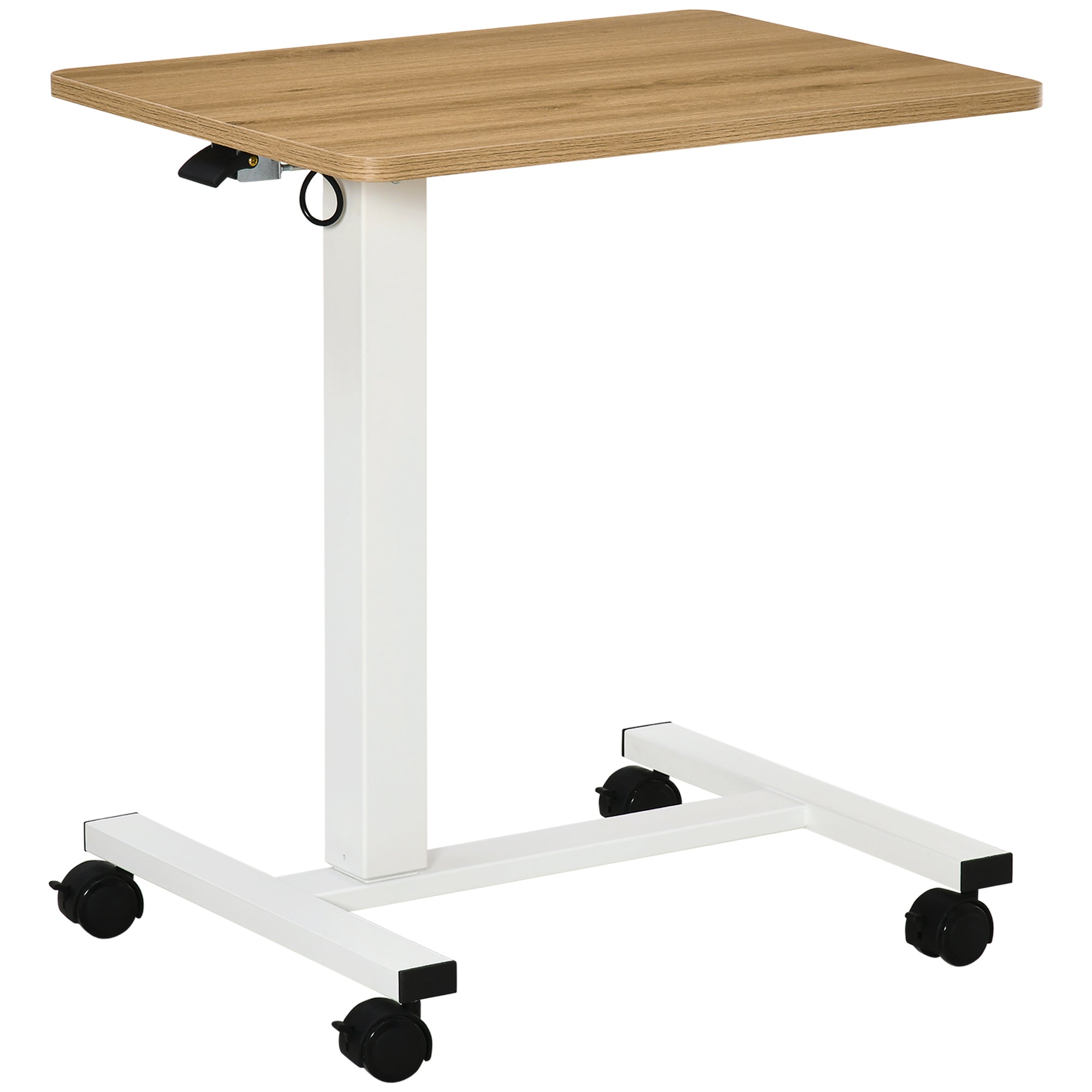 HOMCOM Stehpult Höhenverstellbar inkl. 4 Rollen C-Form 65 cm x 48 cm x 70-110 cm  Natur + Weiß