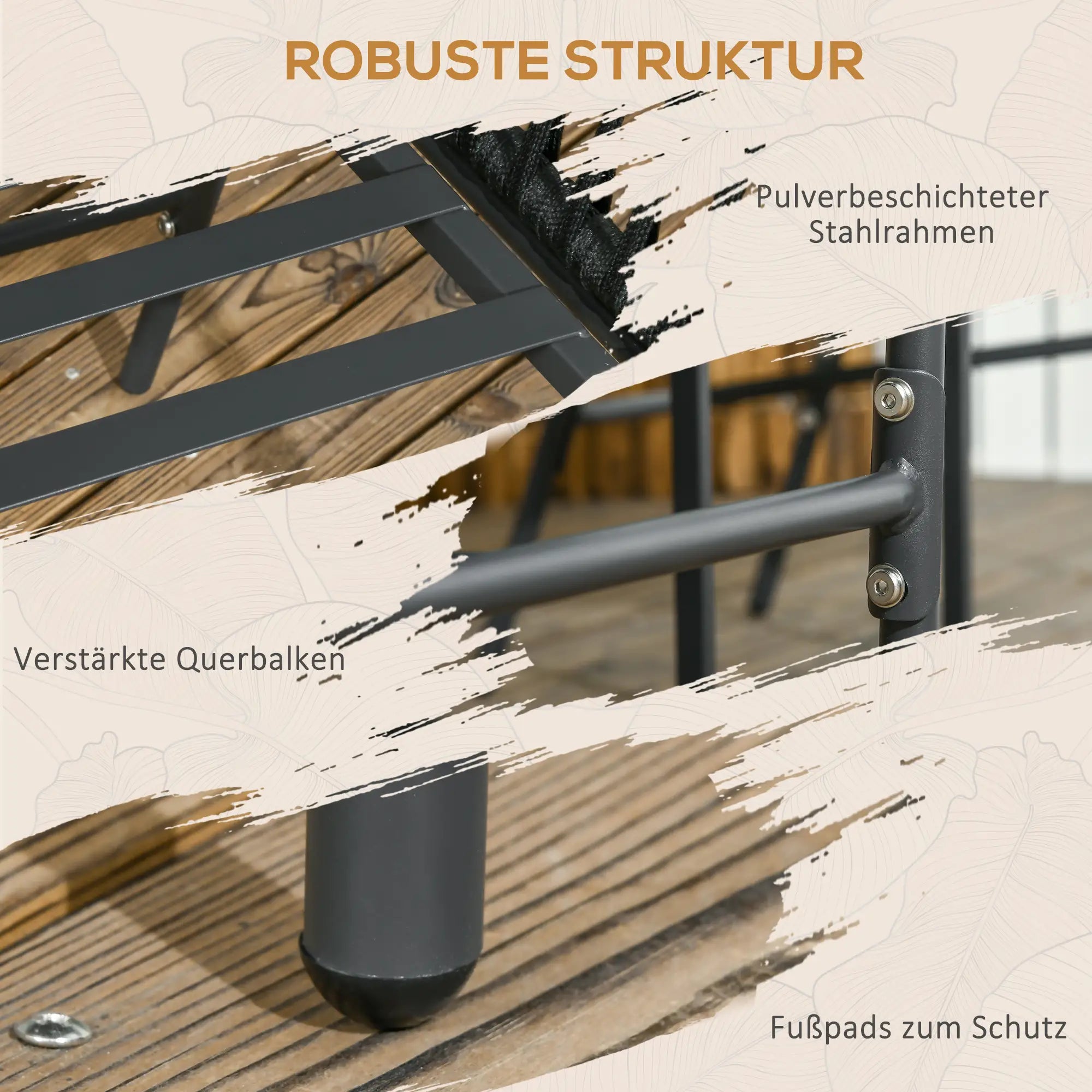 Outsunny Outdoor Stühle, 2-er Set, Boho-Design, Sitz- und Rückenkissen, bequeme Sitzschale, Metallrahmen, Schwarz