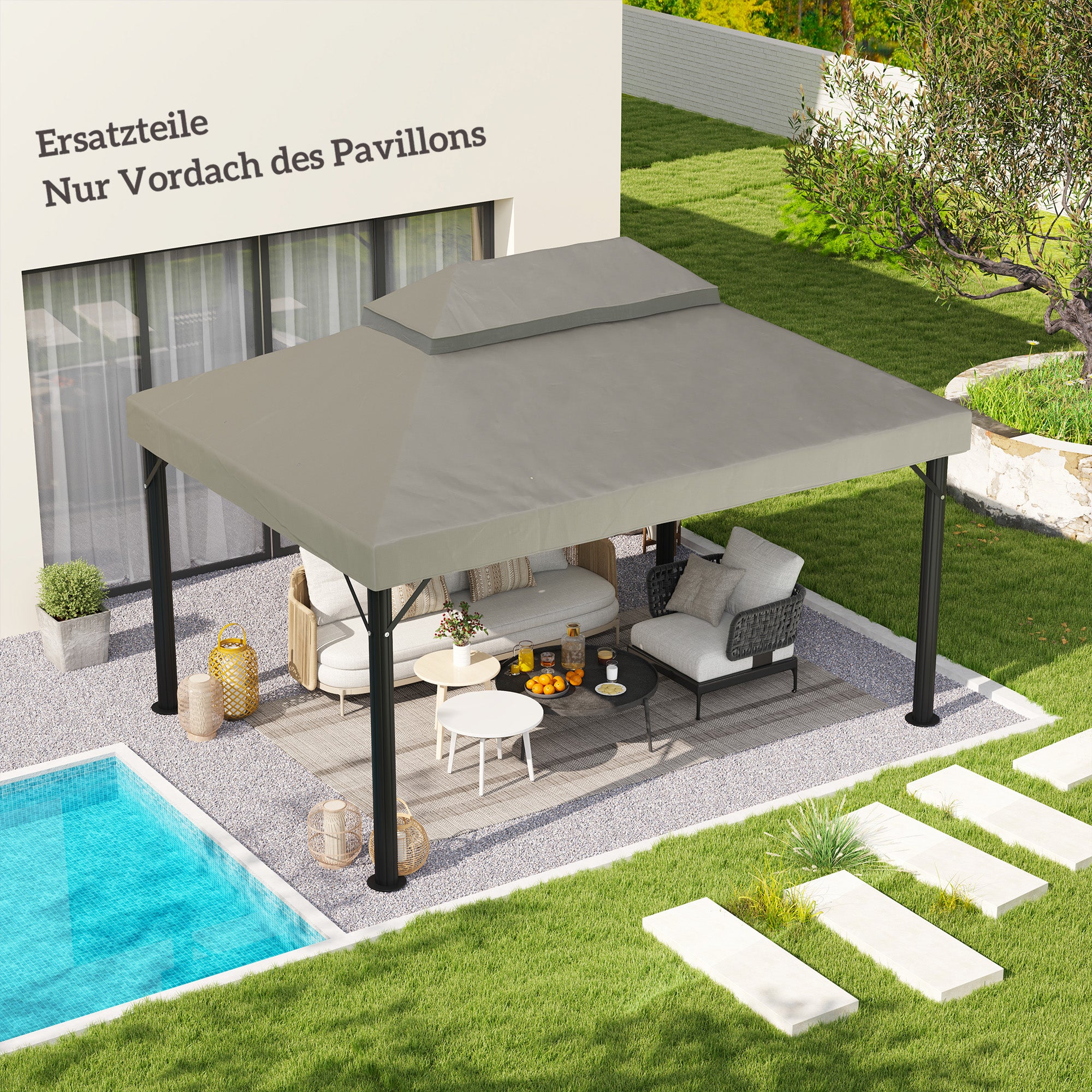 Outsunny Ersatzdach 3×4?m wasserdicht mit Doppeldach