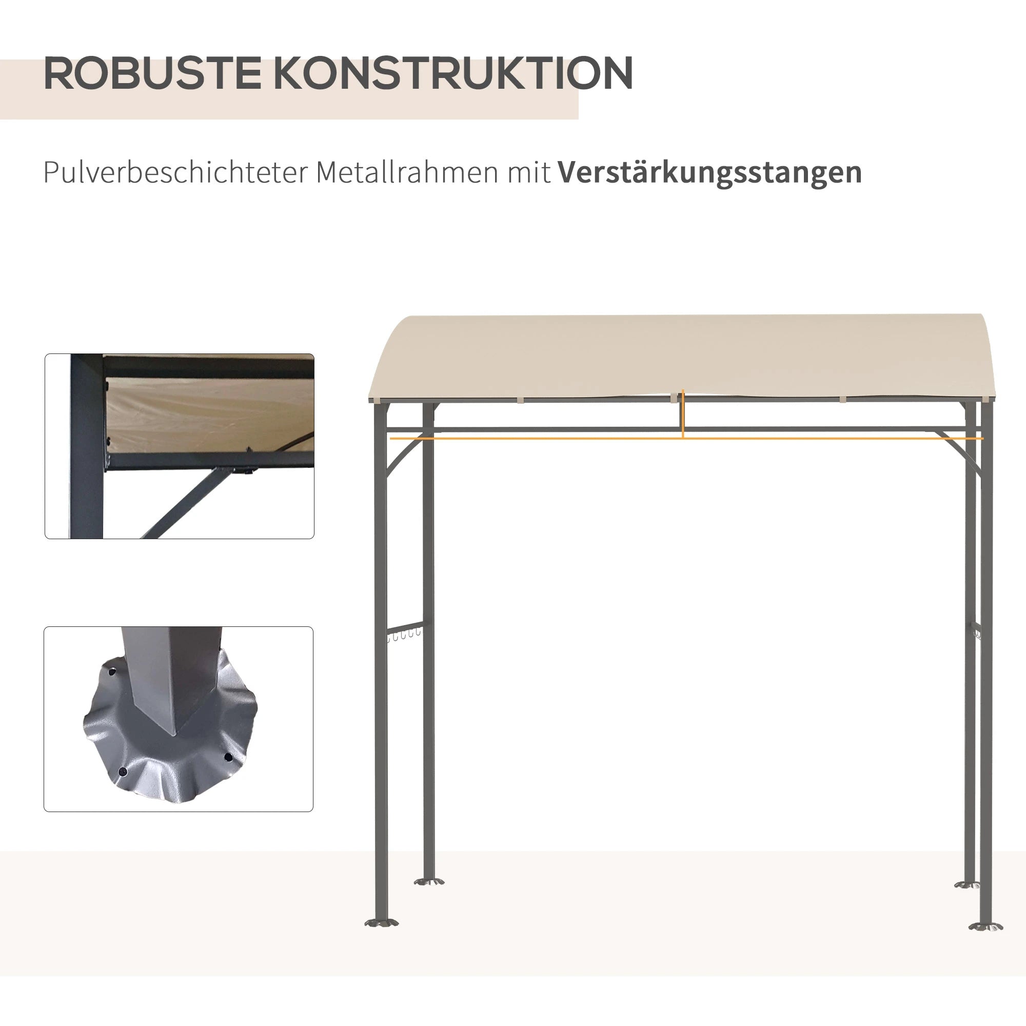 Outsunny Grillpavillon Gartenpavillon feuerfestes Dach Haken Outdoor