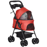 PawHut Hundebuggy Hundewagen bis 4 kg Klappbar Netzfenster Bodenkorb Becherhalter abnehmbares Dach grau 67 x 45 x 96 cm, 67cm x 45cm x 96cm