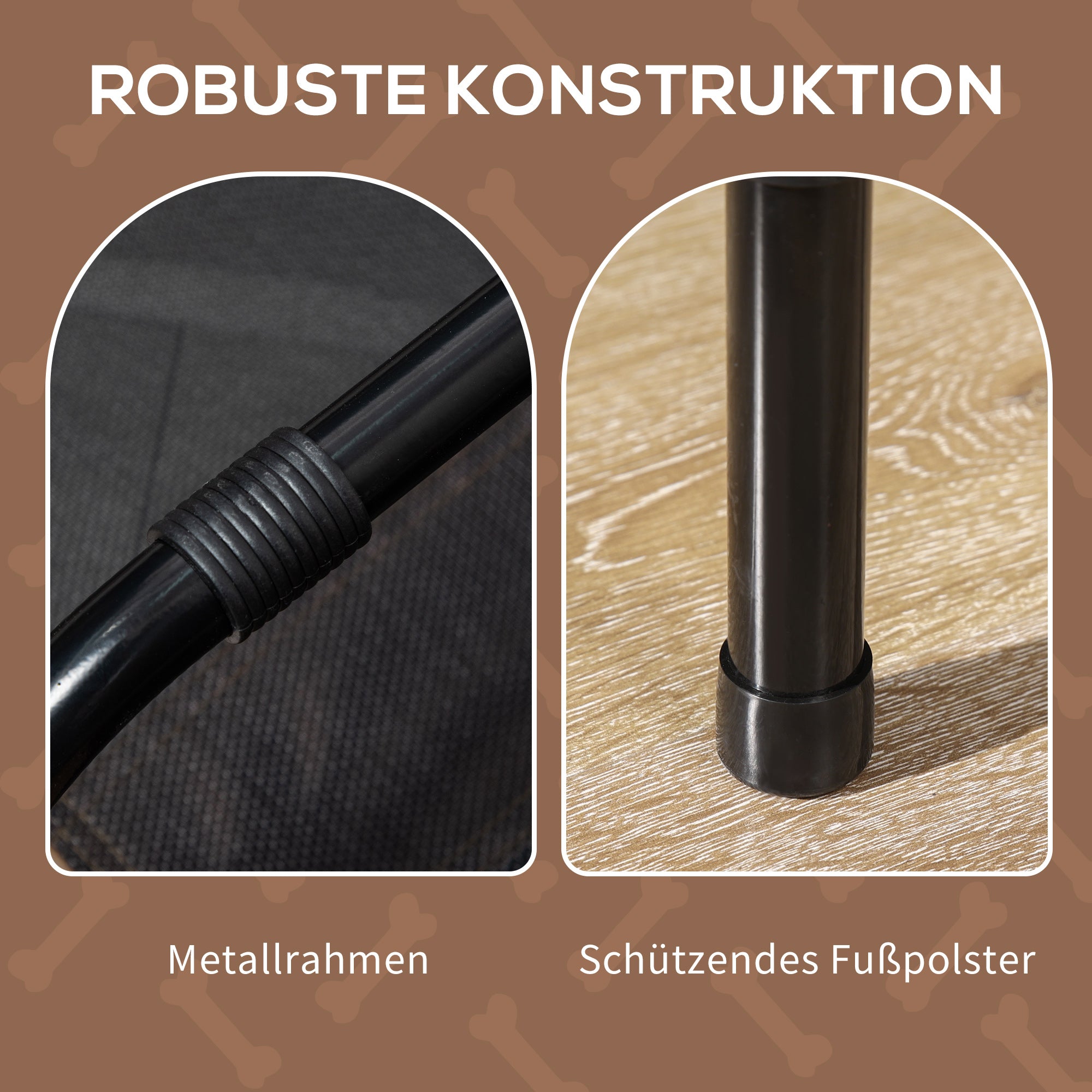 PawHut Erhöhtes Hundebett mit Baldachin, Haustierbett, Hundeliege outdoor mit Dach, Atmungsaktiv, Taftstoff für Camping Kaffee 122 x 92 x 108 cm