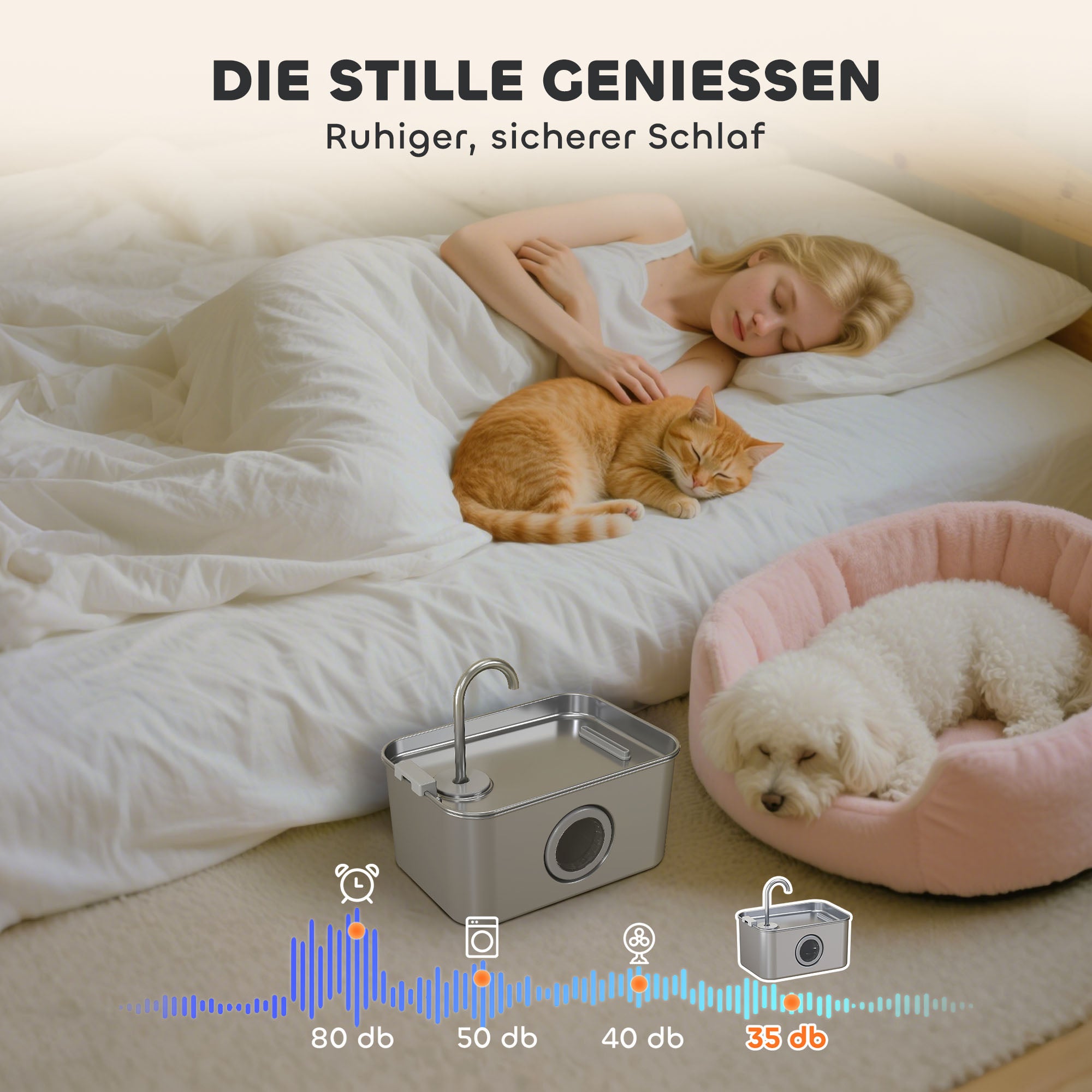 PawHut Katzenbrunnen 3,2L Trinkbrunnen für Katzen mit leiser Pumpe Aktivkohlefilter
