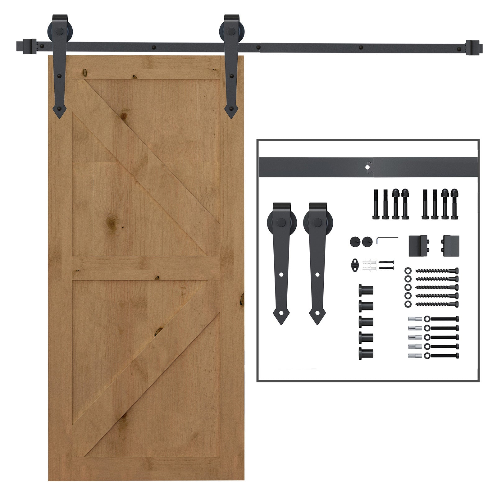 HOMCOM Gleitschienen-Bausatz für Schiebetüren, Metall, 2 m, max. 100 kg Belastbarkeit, Braun