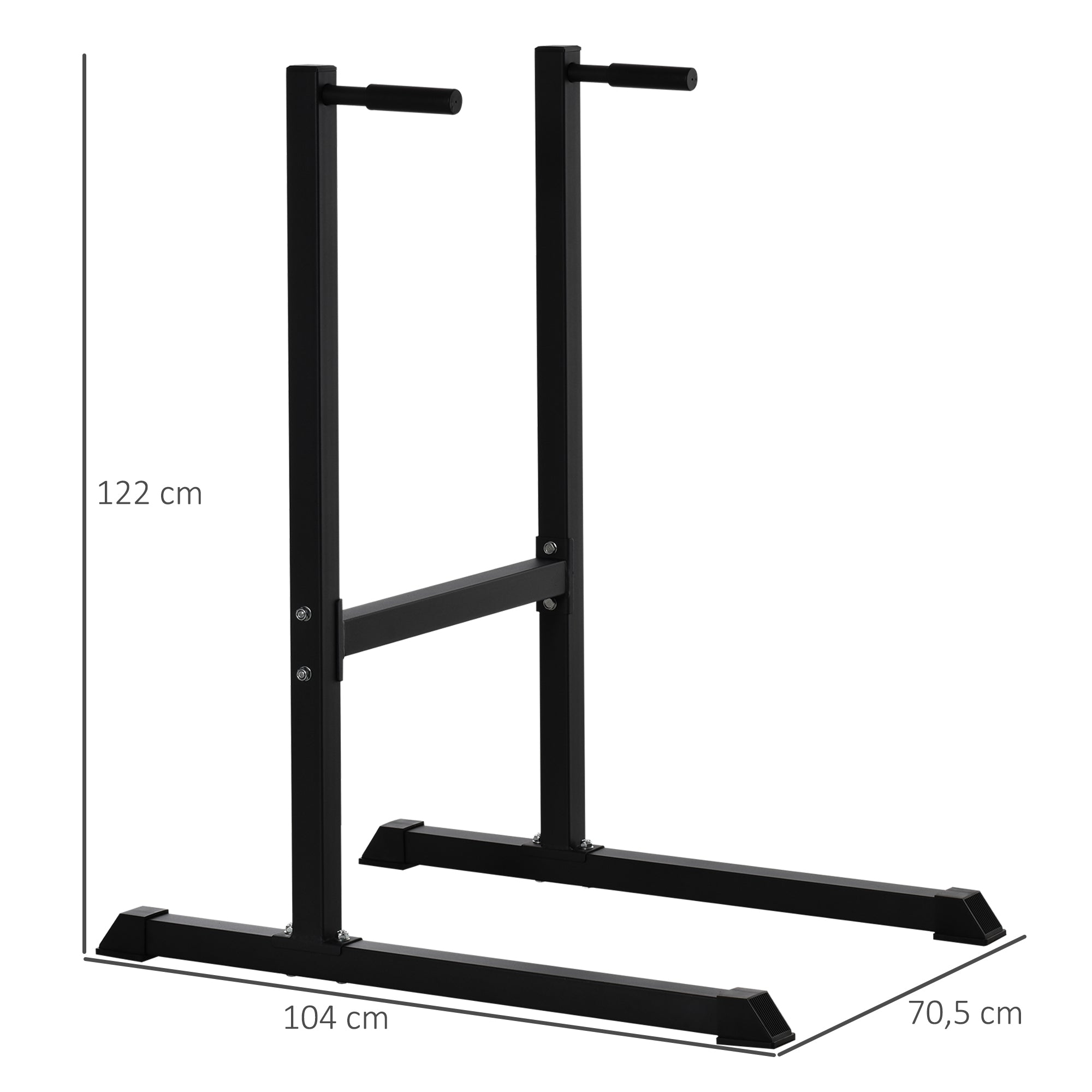 HOMCOM Dipstation Dipständer Dip Dipper Stangen Ständer Bauchtrainer Rückentrainer Stahl bis 120 kg belastbar Fitnessgerät für Zuhause Krafttraining Schwarz