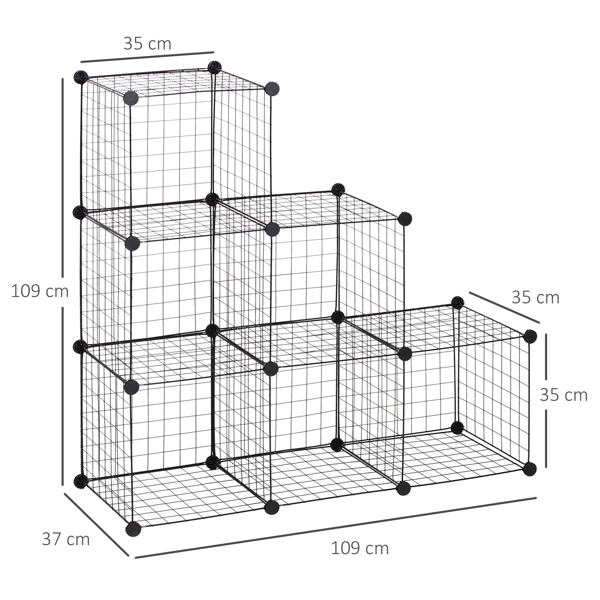 HOMCOM Metallwürfel-Regal, Anpassbarer Würfelschrank für Kleidung, Bücher, Spielzeug, flexibel, 109L x 37B x 109H cm, Schwarz